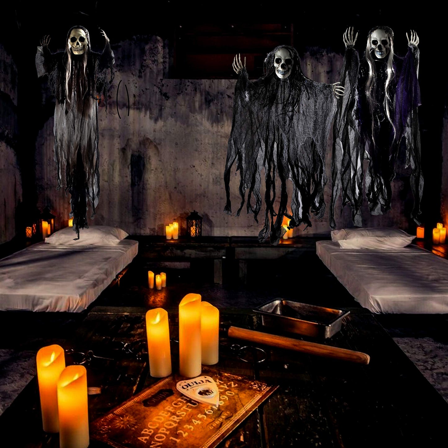 JOYIN 3 Pack Hanging Halloween Skeleton Ghosts Decorations,Grim Reapers for Best Halloween Outdoor Decorations