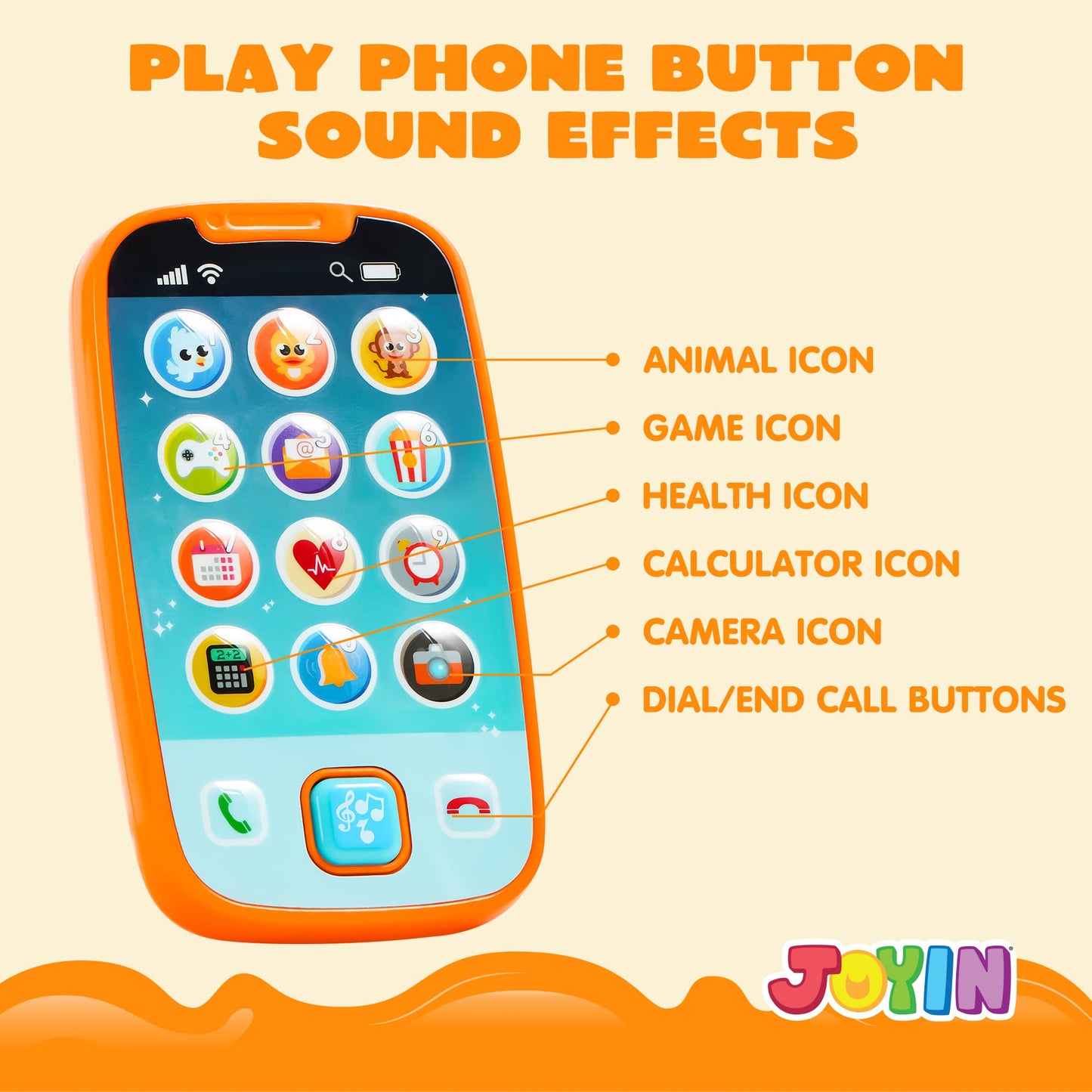 JOYIN Kids Cell Phone, Baby Toy Phone with Music & Remote, Fun Learning Toys for Boys Girls 1 2 3 years old