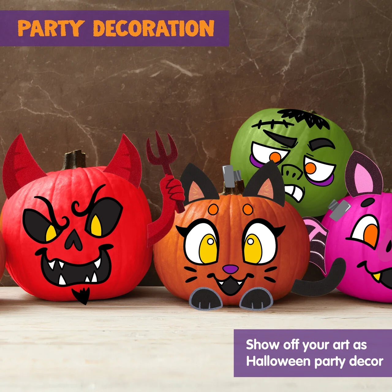 Joyfy 3D Halloween Stickers Pumpkin Decorations Kit,Pumpkin Face Stickers for Halloween Party Supplies Games,Halloween Crafts for Kids