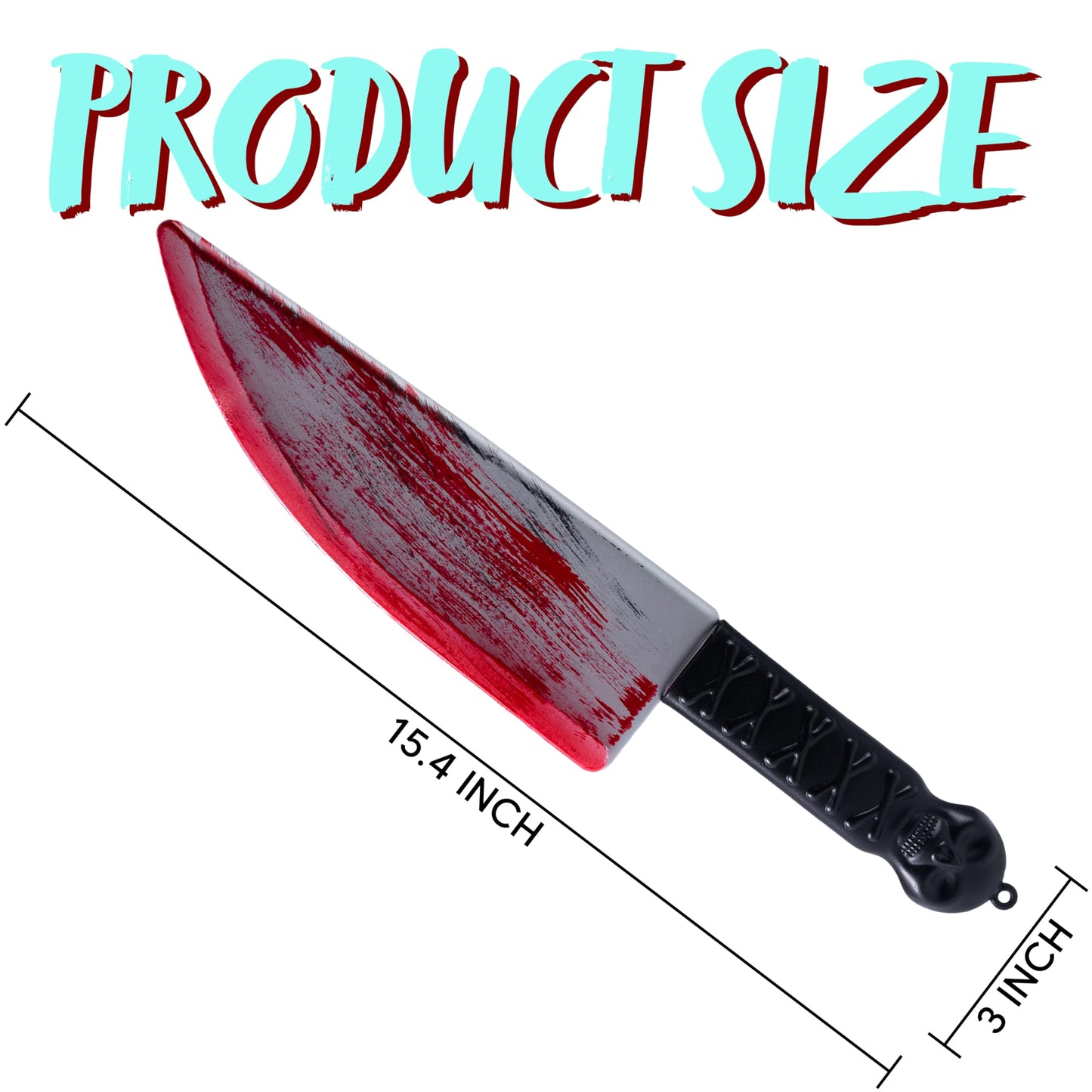 SYNCFUN 15.4 Inch Halloween Fake Knife With Fake Blood Prop,Large Plastic Halloween Prop Knife Toy for Costume Accessories Horror Costumes,Scary Accessories for Kids & Adults