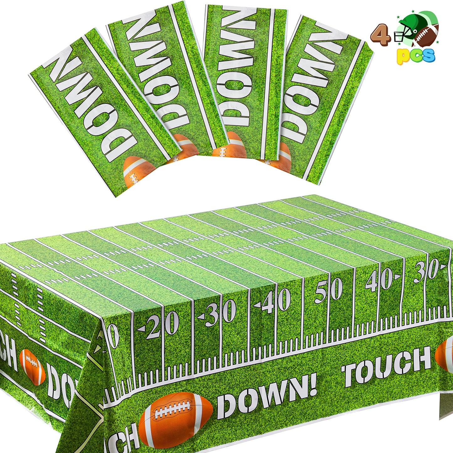 4-piece match day football tablecloth, tablecloth, floor to ceiling party decoration
