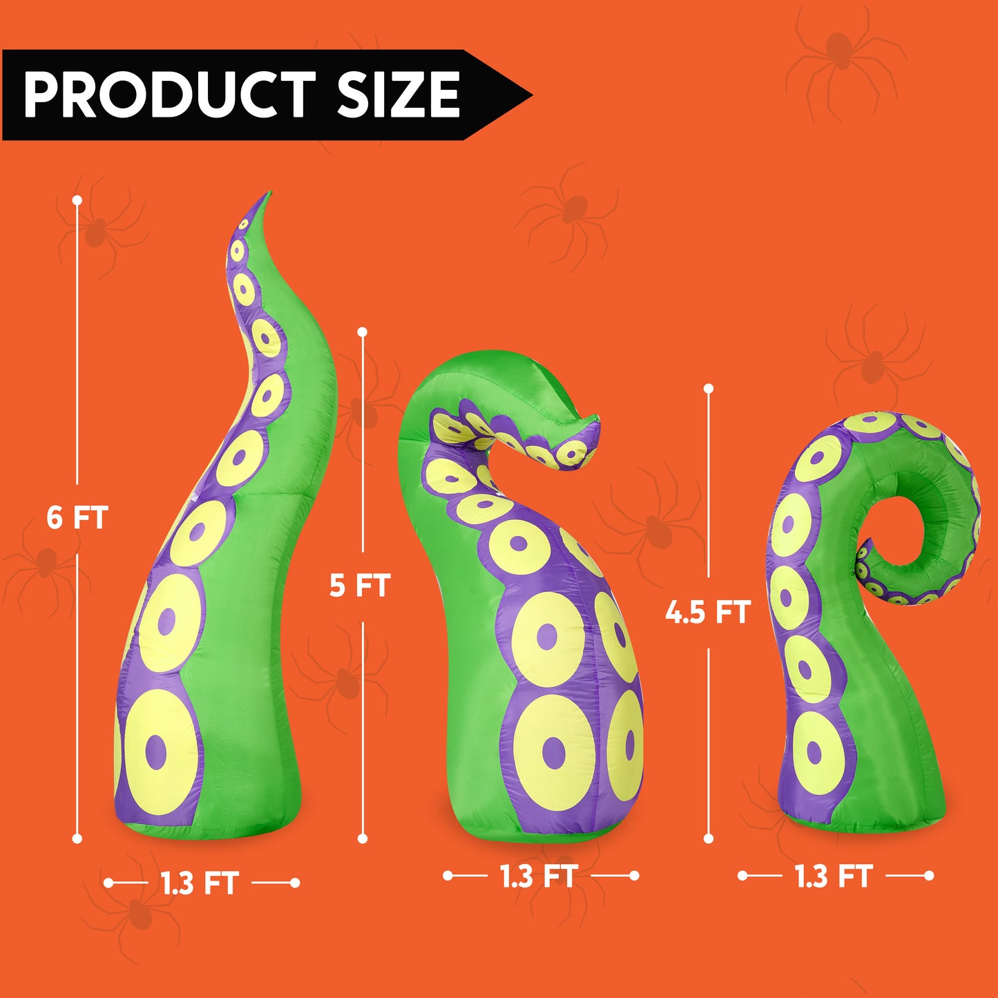 Syncfun 3 Pcs Halloween Inflatable Outdoor Giant Octopus Tentacle Broke Out from Window with Built-in LED Blow Up Inflatable for Window Decoration Yard Garden Lawn Decor