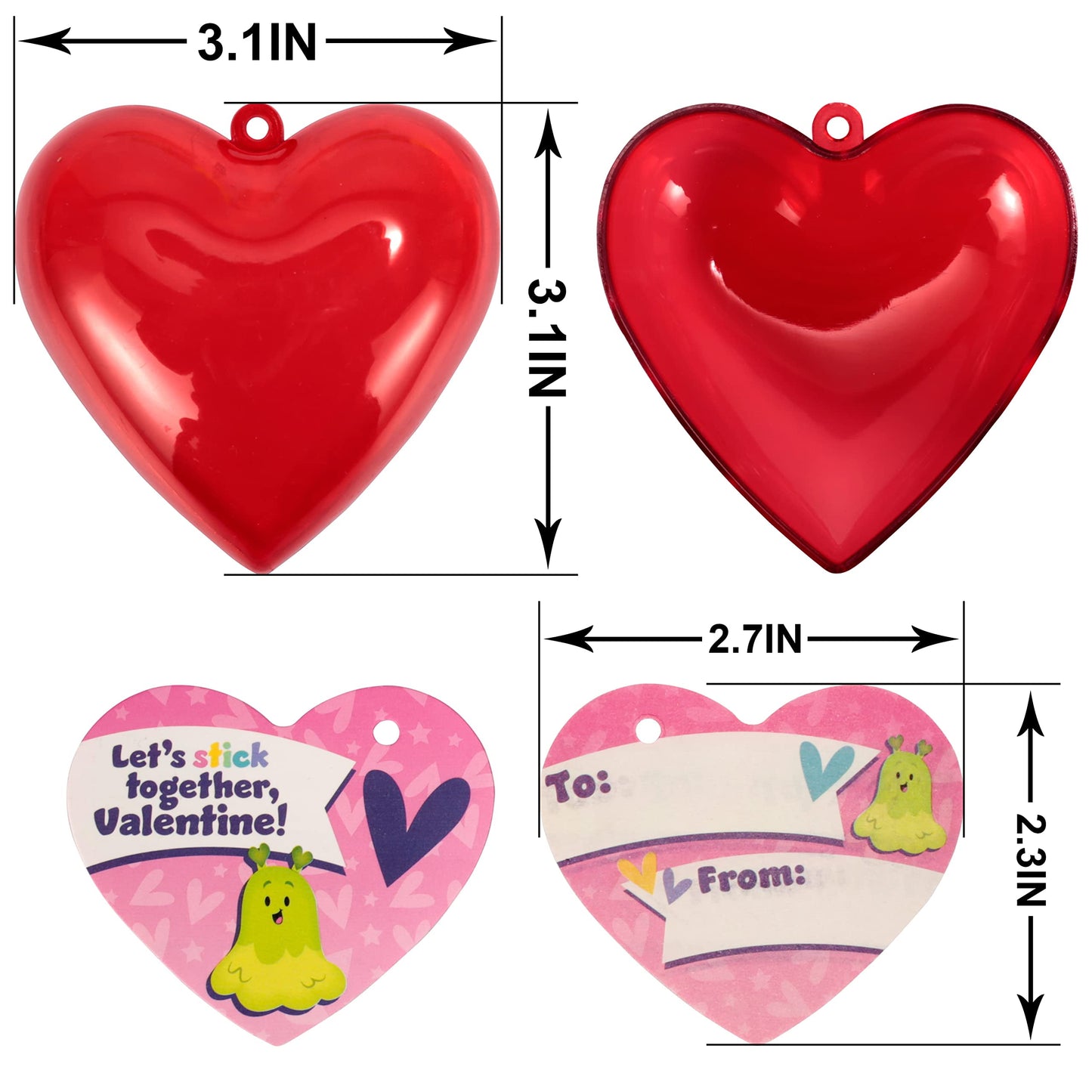 28 Packs Valentine Stress Relief Toys with Heart Shells and Cards