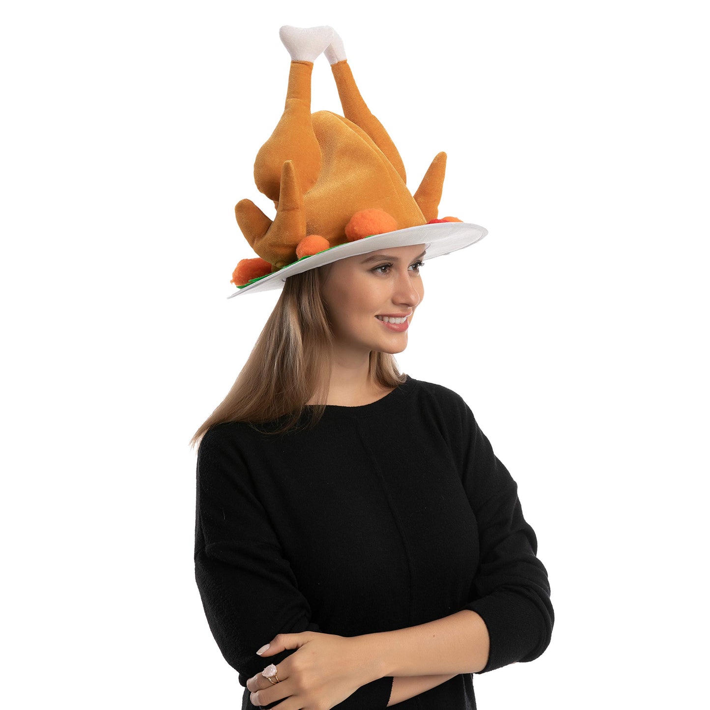JOYIN 2 Pack Plush Roasted Turkey Hat for Thanksgiving Night Event, Dress-up Party, Thanksgiving Decoration, Role Play, Carnival, Cosplay, Costume Accessories