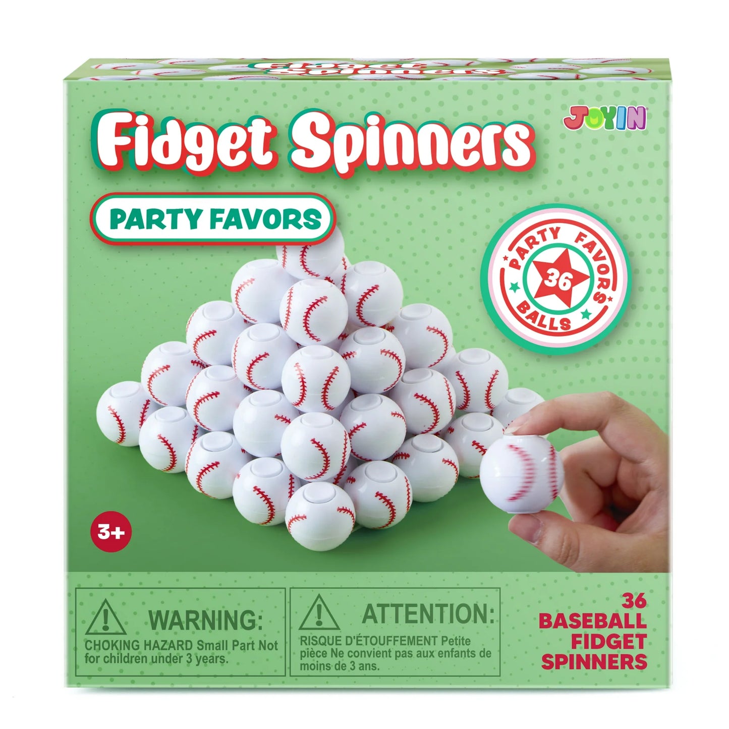 36 Pack Baseball Party Favors for Kids Fidget Spinners Balls Fidget Toys Bulk, Goodie Bags Stuffers, Treasure Box Toys for Classroom, School Reward