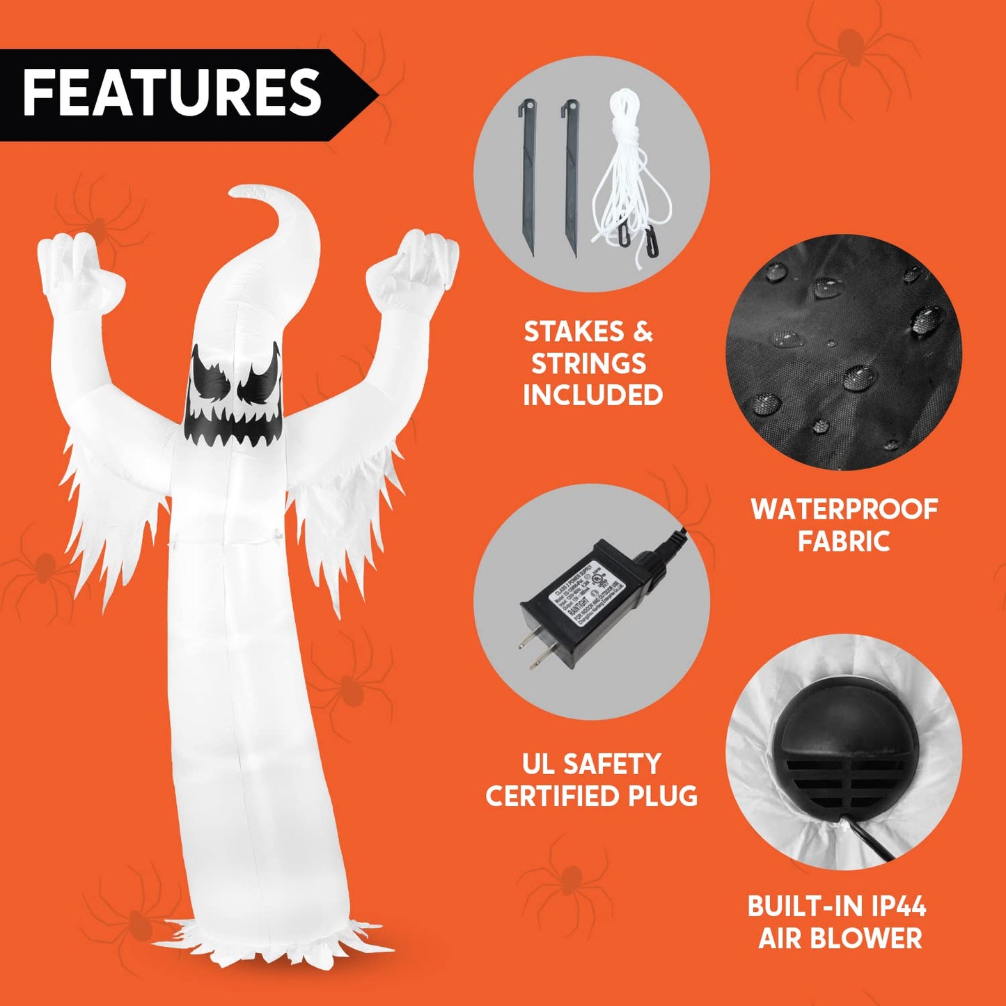 SYNCFUN 12 ft Halloween Inflatable Ghost,Giant Ghosts inflatables with Build-in LEDs Outdoor Decorations,Blow Ups Halloween Yard Inflatables