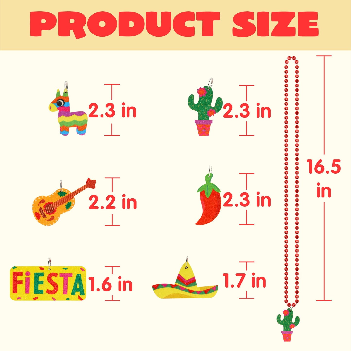 24 Cinco de Mayo necklaces, Mexico themed bachelor party gift carnival necklaces, Taco Tuesday