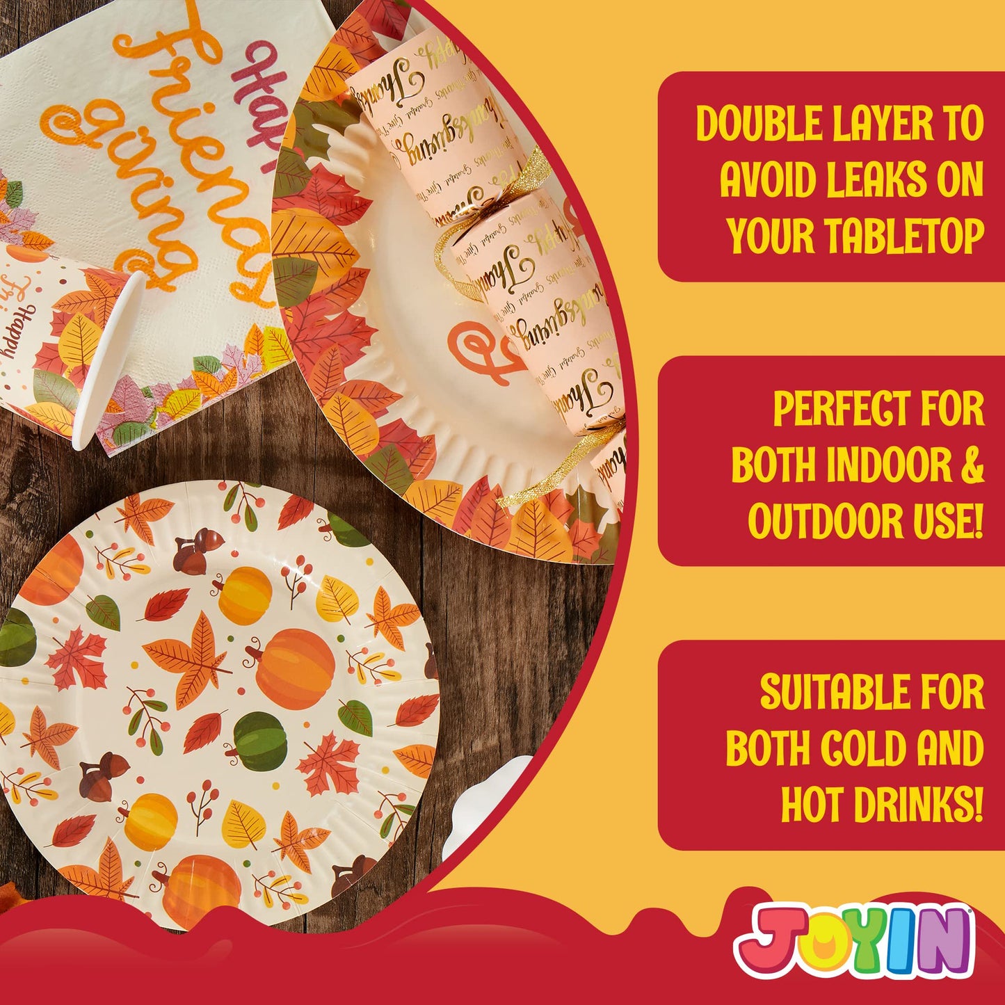 SYNCFUN 120 Pcs Thanksgiving Disposable Paper Plates and Napkins, Perfect for Thanksgiving Party Decorations