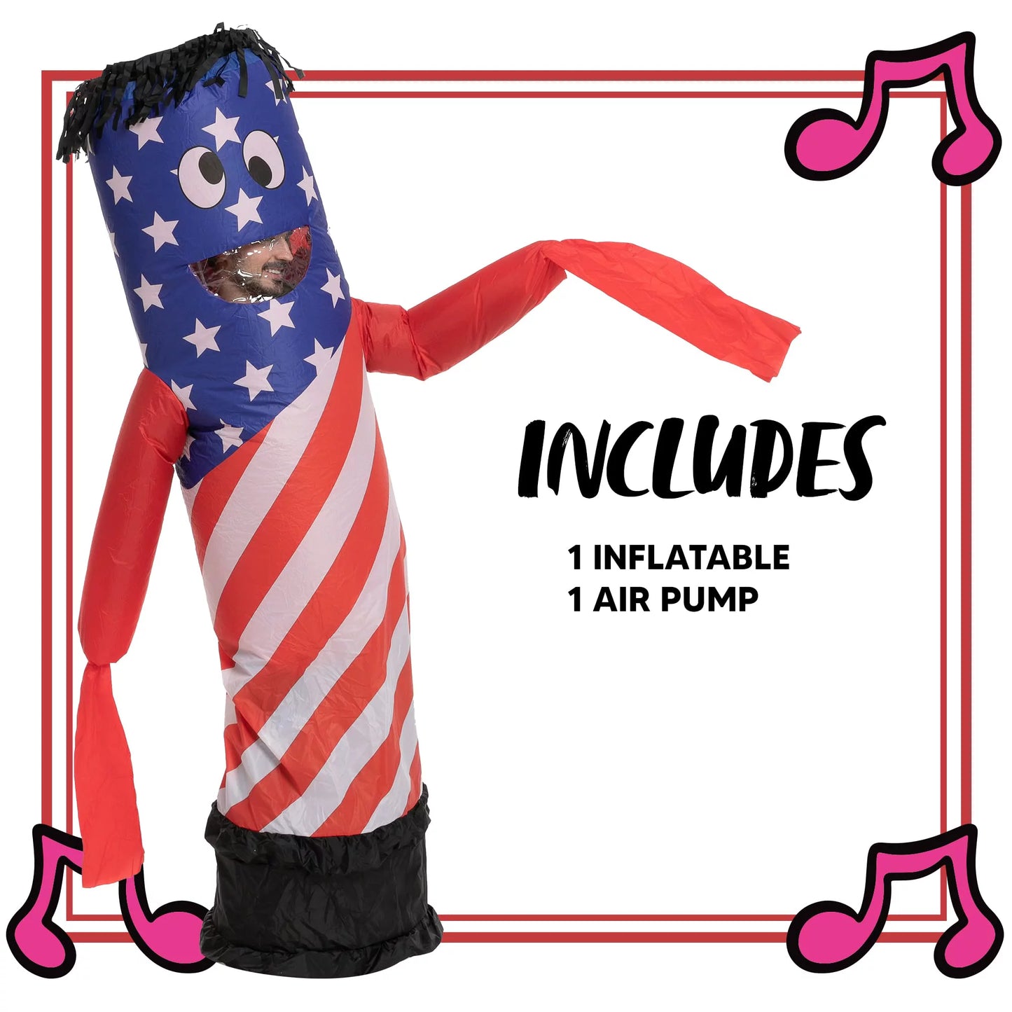 Spooktacular Creations Inflatable Tuble Costumes for Adult, with Blower American Flag Air Dancer Tube Man Wavy Arm Guy Costumes, Halloween Party Role Play