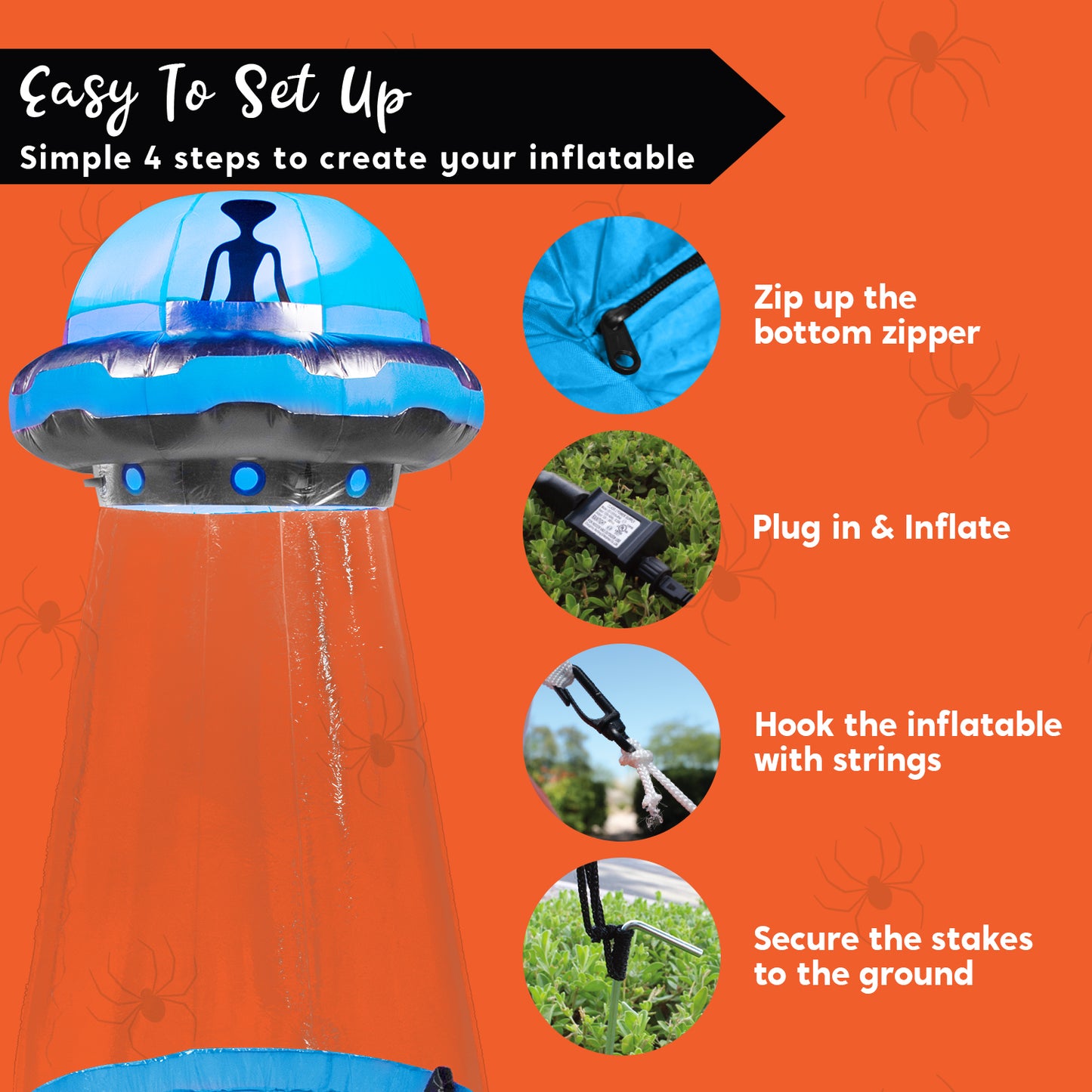 Syncfun 4 FT Halloween Inflatable UFO Alien Decoration with Built-in LEDs,UFO Halloween Decorations Outdoor Blow Up Yard Lawn Decoration