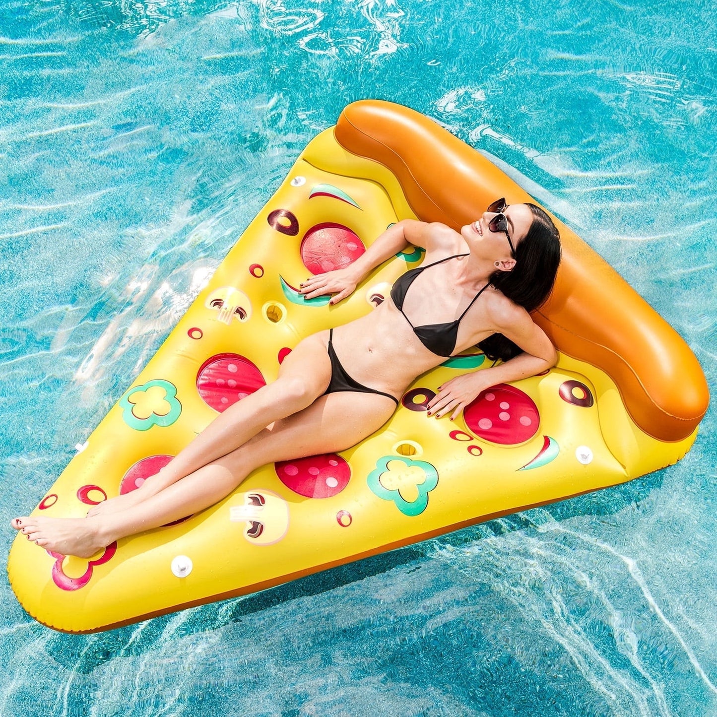 Joyfy Giant Inflatable Pizza Slice Pool Float, Floating Island, Fun Pool Floaties, Summer Pool Raft Lounge for Adults(1 Pack)