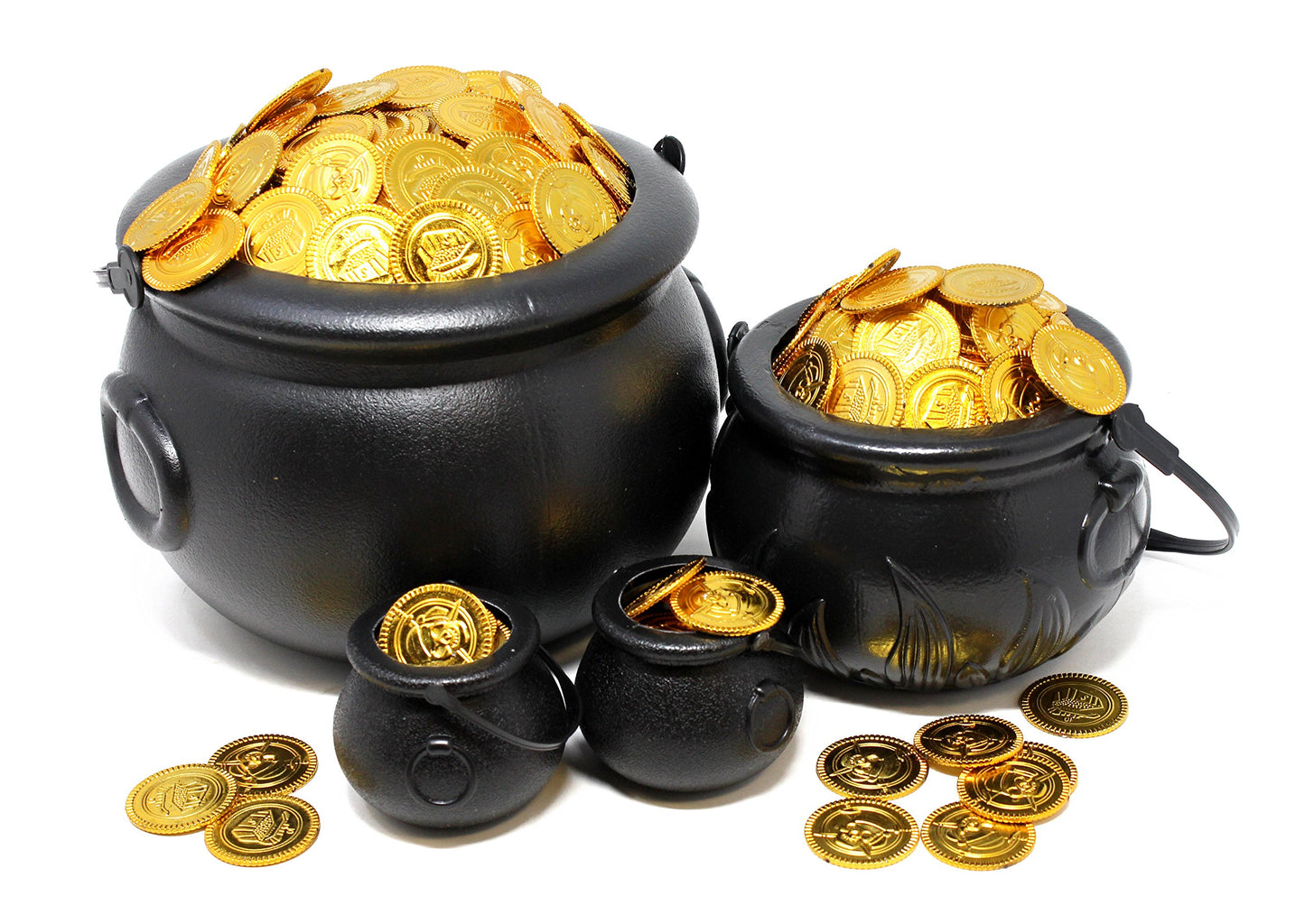 SYNCFUN 4 Pack Halloween Cauldron with Handle,Halloween Candy Bucket Basket Candy Bowl Halloween Bucket Plastic Cauldron Trick or Treat Bucket