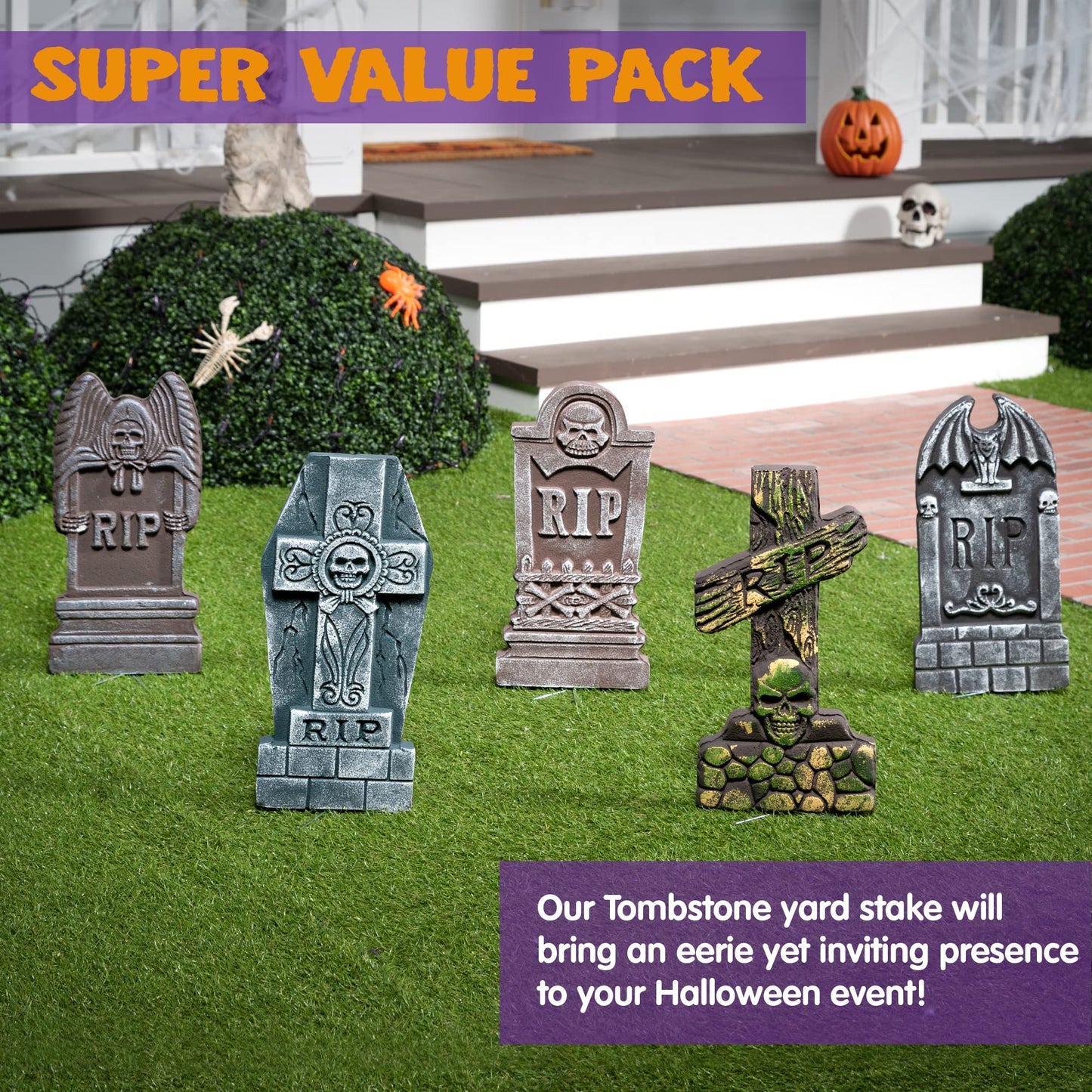Joyfy 5Pack Halloween Tombstone Decoration for Halloween Outdoor Yard Decorations