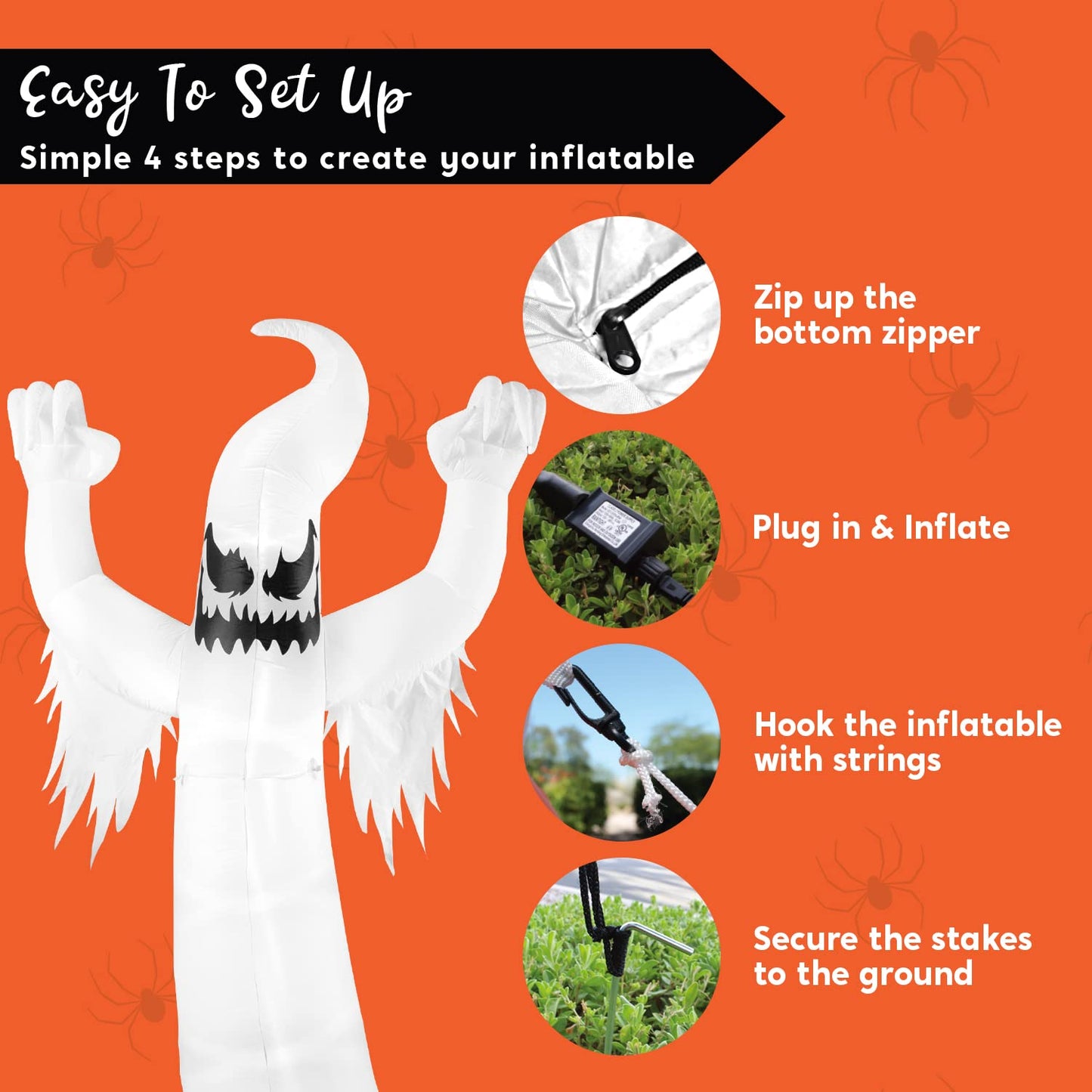 SYNCFUN 12 ft Halloween Inflatable Ghost,Giant Ghosts inflatables with Build-in LEDs Outdoor Decorations,Blow Ups Halloween Yard Inflatables