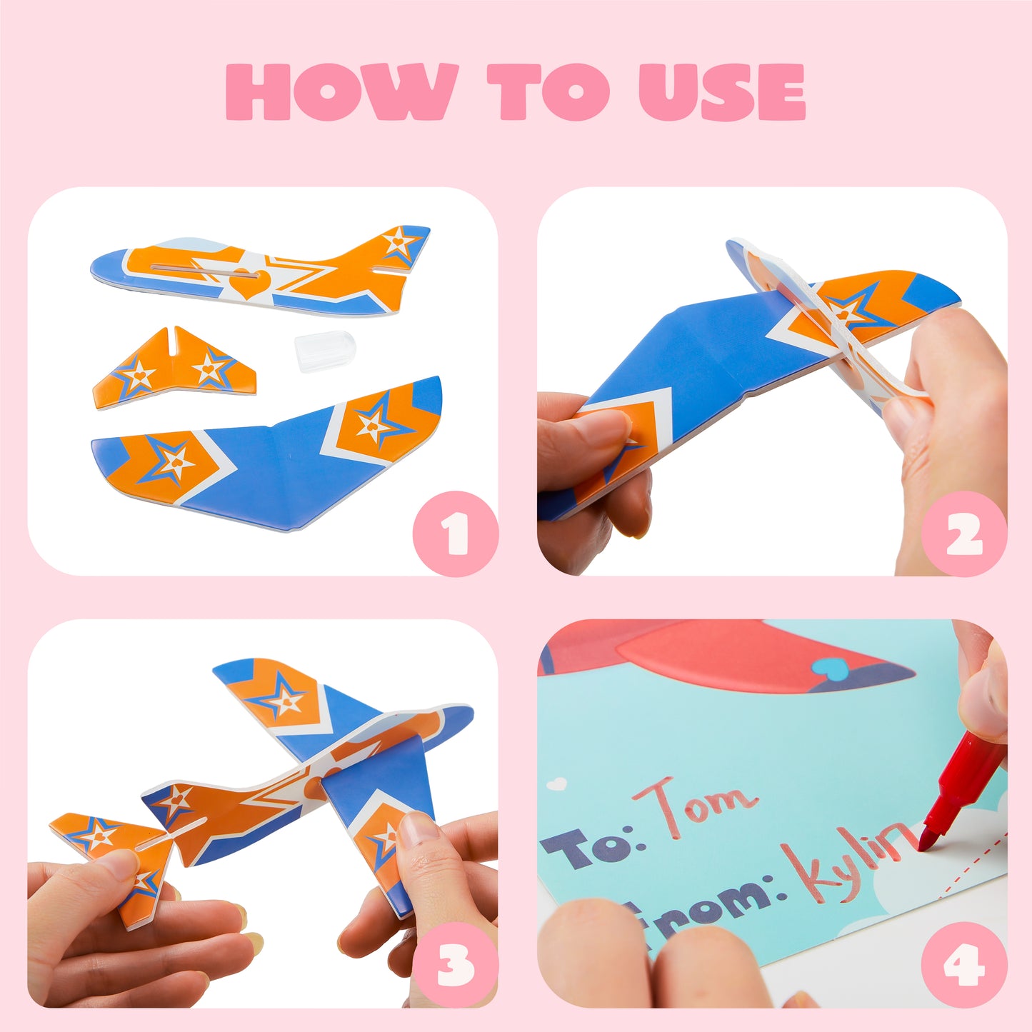 28 Pack Valentines Day Cards With Foam Airplanes for Kids Valentines School Class Favors Boys Exchange Toys Gifts