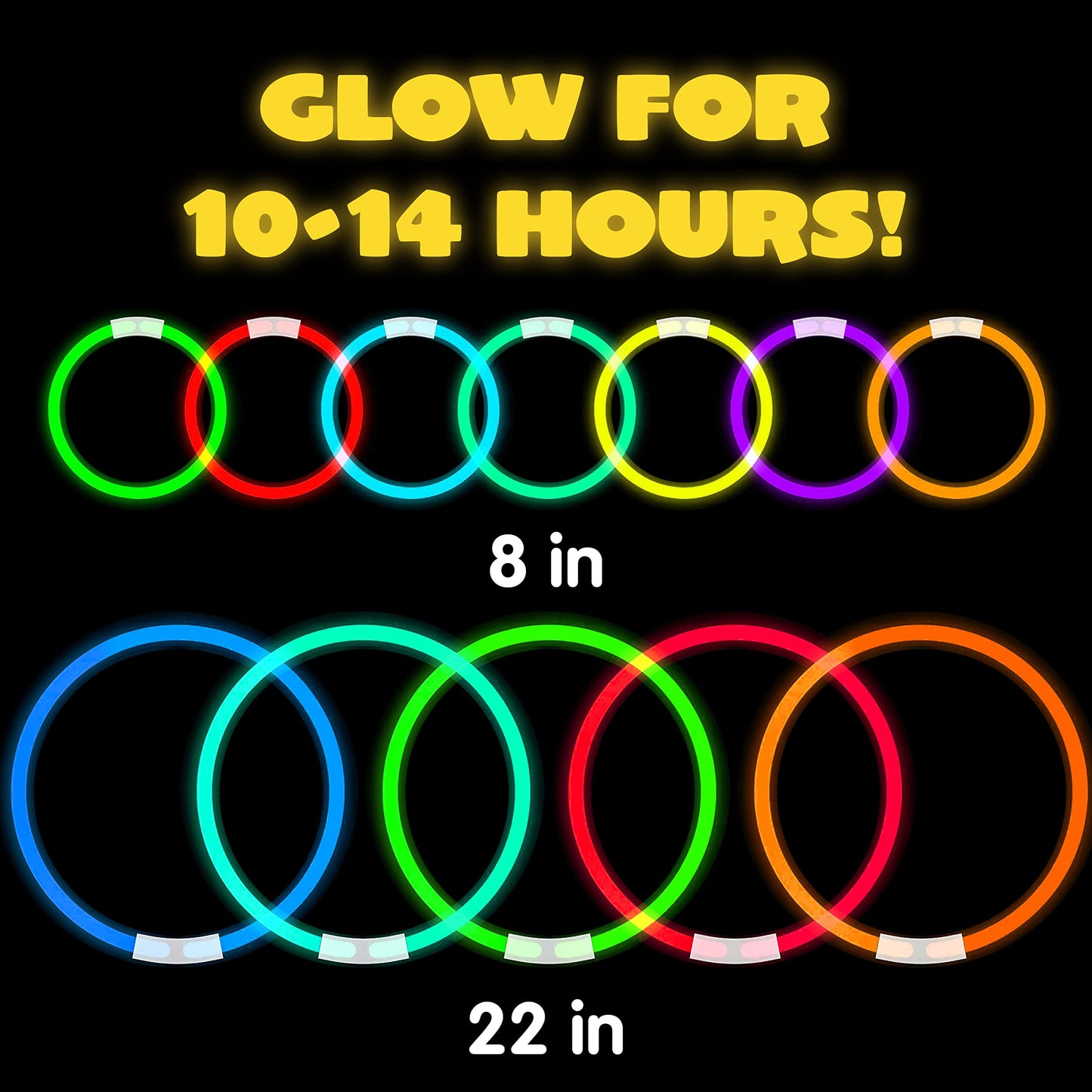 JOYIN Glow Sticks, 100 Pcs Long Glow Necklaces 22 Inches, 200 Pcs 8 Inches Glow Necklaces Bulk with 300 Pcs Connectors, Glow in The Dark Party Supplies, Neon Light Up, Halloween Party Supplie