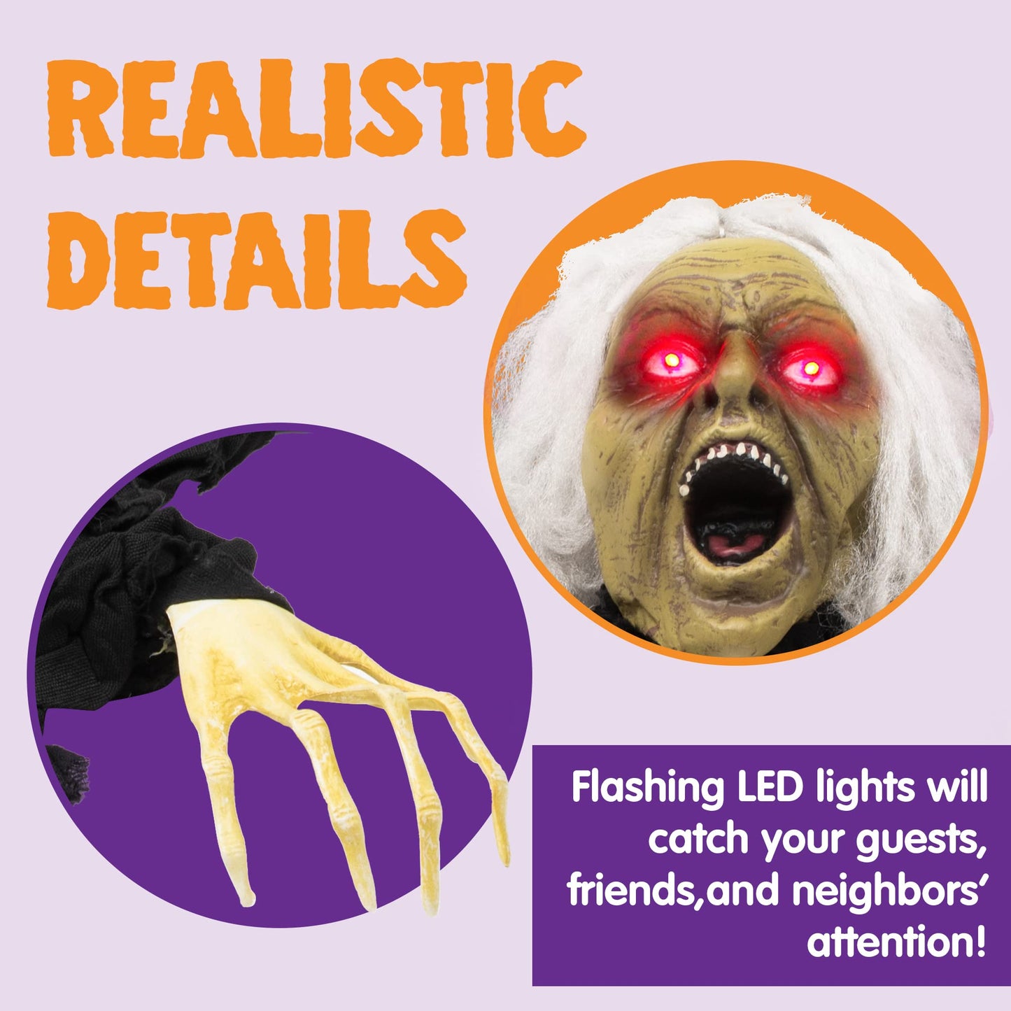 Joyfy Halloween Groundbreaker Halloween Decorations Zombie with Sound and Flashing Eyes,Outdoor Scary Halloween Yard Decorations,Haunted House Decorations