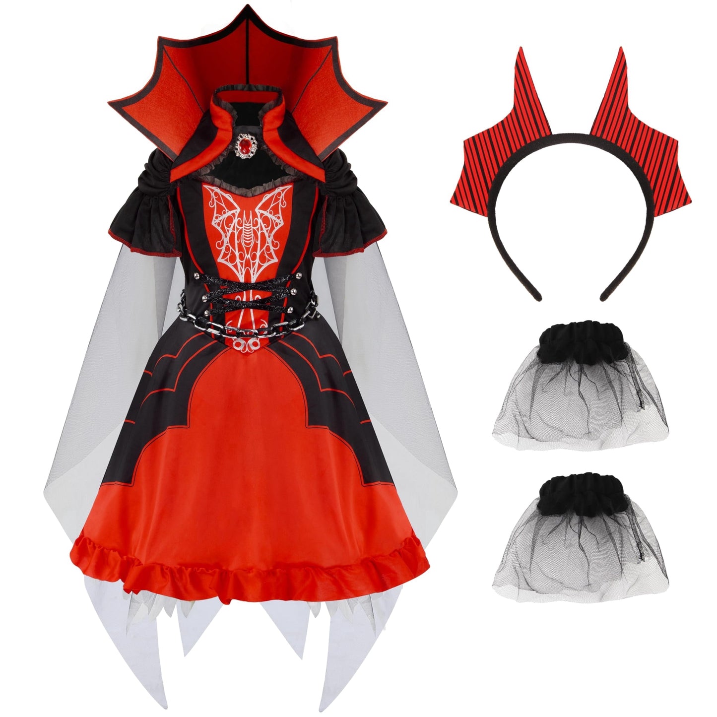Joyfy Royal Vampire Costume for Girls, Halloween Gothic Victorian Vampiress Queen Dress Costume for Fancy Party Dress up Cosplay