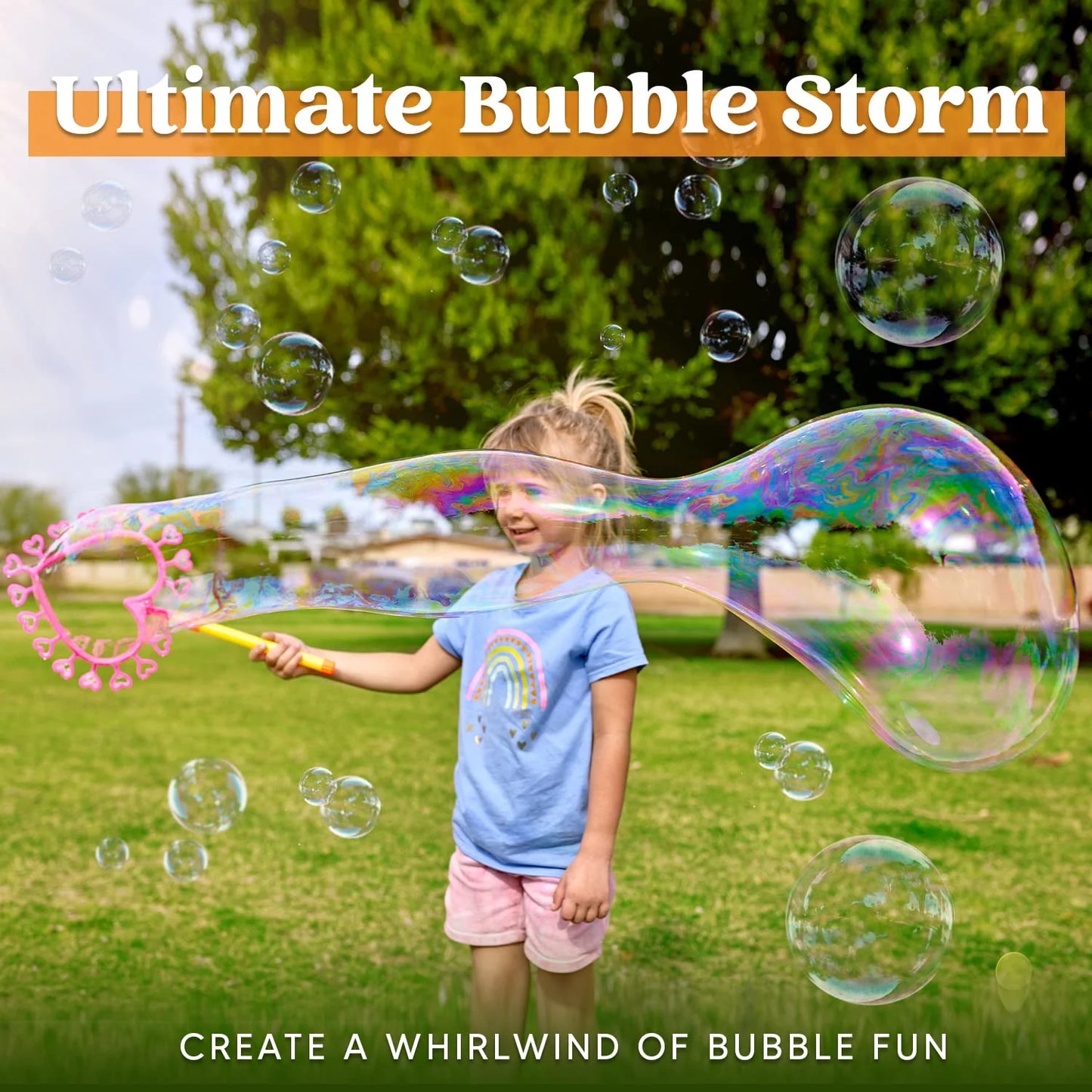 Syncfun 48Pcs Big Bubble Wands Set, 18" Giant Bubble Bottle with Tray Bulk, Large Bubble Wands for Kids Adults Gifts, Summer Outside Bubble Toys, Easter Basket Stuffers, Birthday Party Favors