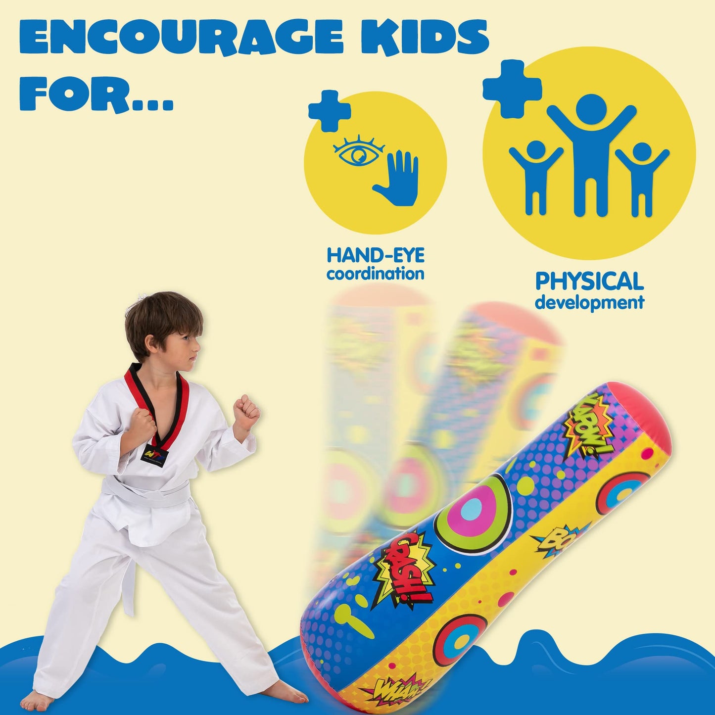 Syncfun Inflatable Punching Bag For Kids,47 Inches Double-sided Bop Bag With Bounce-back Action For Toddler