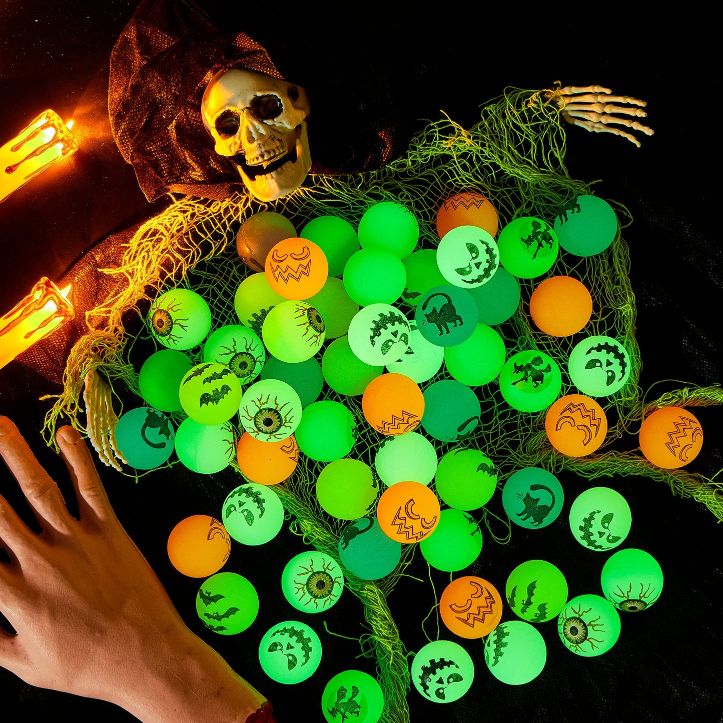 Joyfy 72 Pcs Halloween Bouncy Balls,20 Designs Glow in The Dark Bouncy Balls Halloween Toys for Kids,for Trick or Treaters,Halloween Goodies,Halloween Party Favors