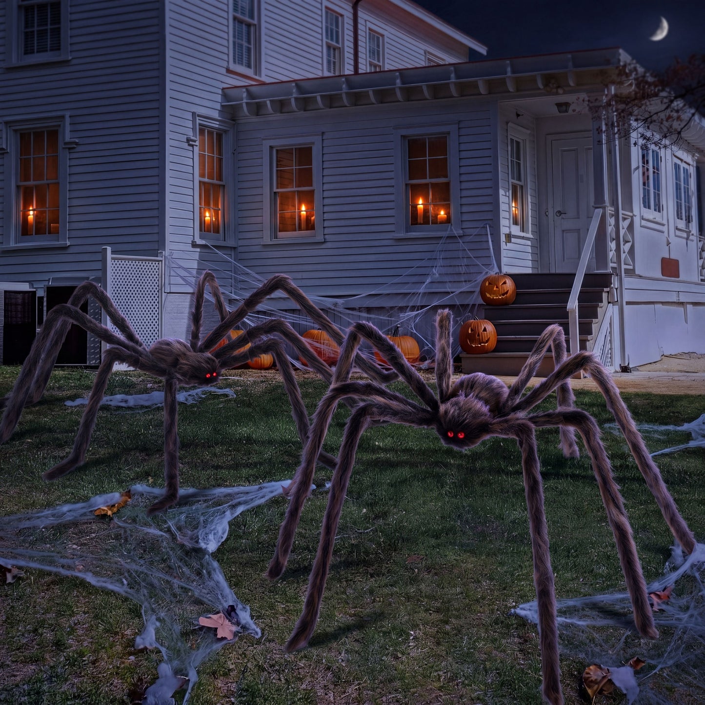 Joyfy 2 Pack 5 FT Giant Spider Halloween Decorations,Scary Spider Halloween Decorations Outdoor Party Decorations Props Halloween Yard Decorations,Brown