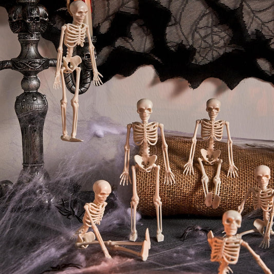 Joyfy 12 PCS 6" Posable Halloween Skeleton Decor for Home Yard, Spooky Scene