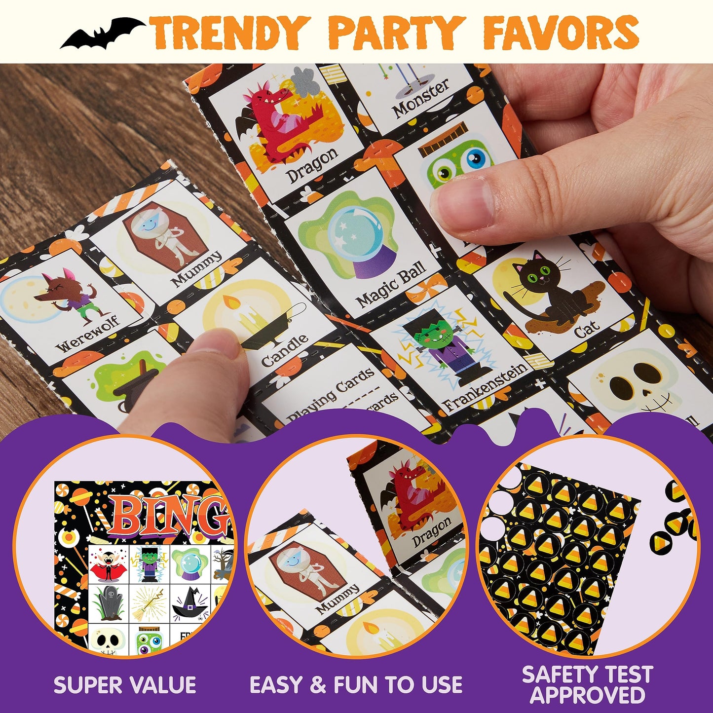 Syncfun 28 Pack Halloween Bingo Game Cards Games for Kids,Halloween Bingo Fun Party Games Classroom Games Activities Party Supplies