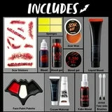 Joyfy 16 Pcs Halloween Makeup Kit,Halloween Family Makeup Set Face Painting Kit with Liquid Blood Gel,Fake Blood and More for Zombie Vampire Cosplay for Adult Kids