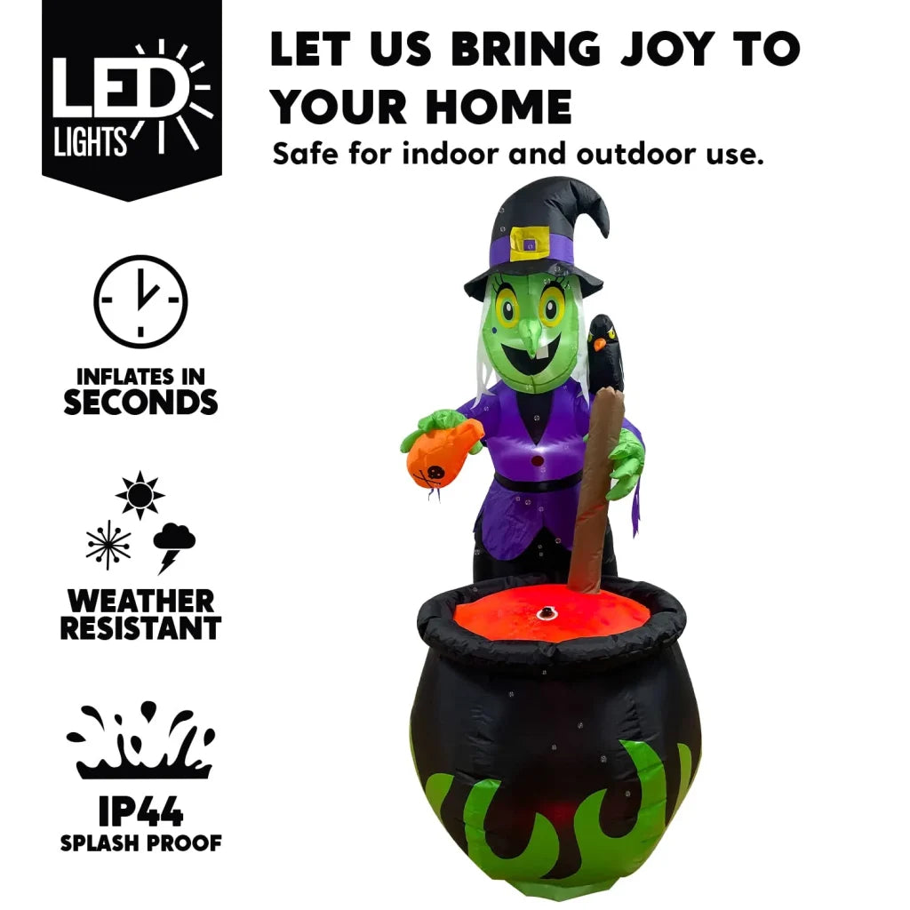 Syncfun 6 FT Halloween Inflatable Outdoor Witches Cauldron Pot Large Decorations with Flame Light and Bubble,Halloween Blow Ups for Outside Yard Decoration