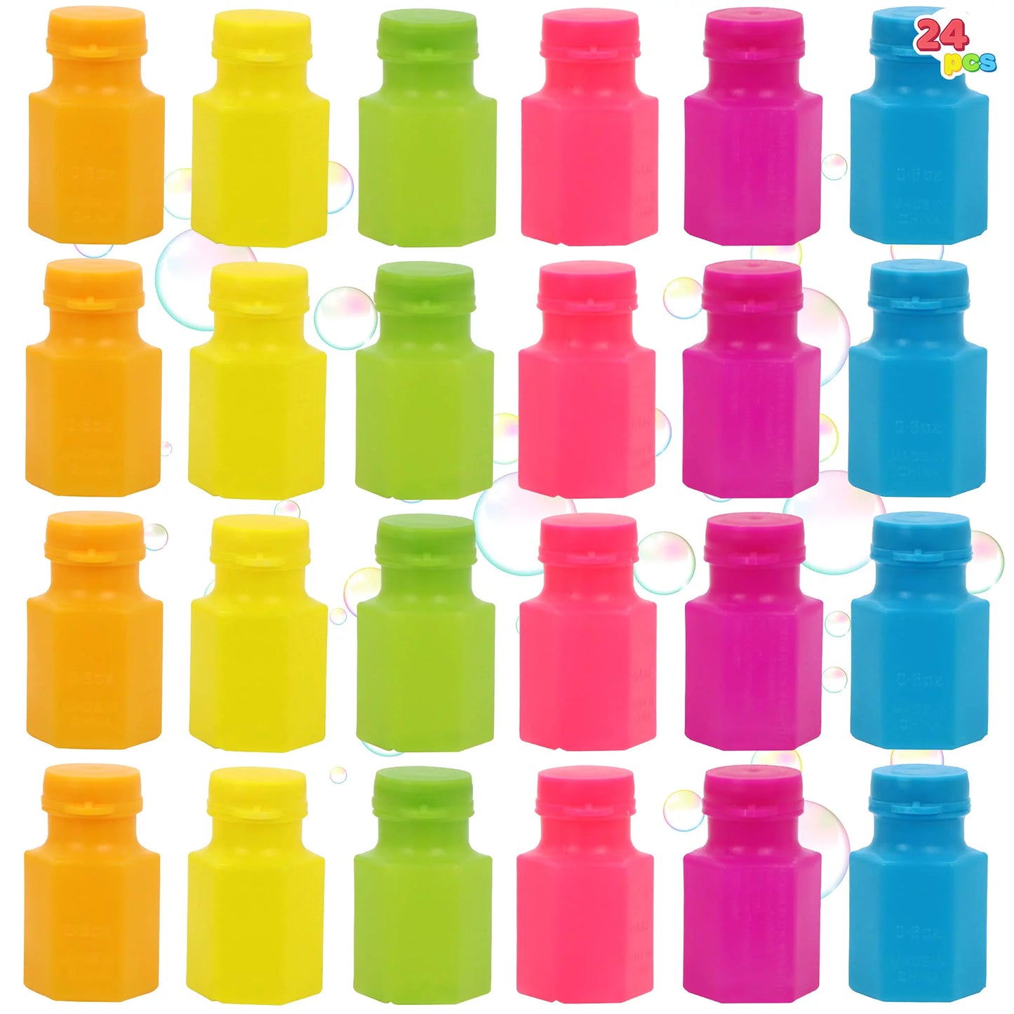 JOYIN 24 pcs Mini Bubble Bottles with Wand Assortment for Kids, Bubble Blower for Bubble Blaster Party Favors, Summer Toy, Birthday, Outdoor & Indoor Activity, Bath Time