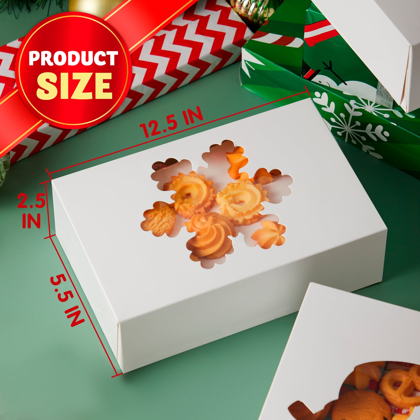 Joyfy 24 Pcs Christmas Cookie Boxes, Plain White Treat Boxes with Window 9’’x 6’’x 3’’ Bakery Gift Warpping Box for Xmas Holiday Party Favor Pastries, Cupcakes, Cookies, Donuts Gift-Giving