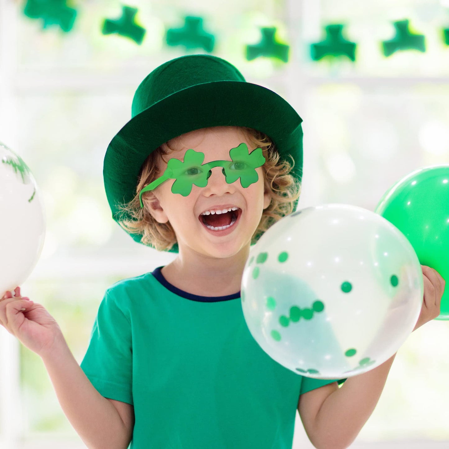 24 pairs of St. Patrick's Day clover sunglasses, clover glasses, St. Patrick's accessories party discount supply