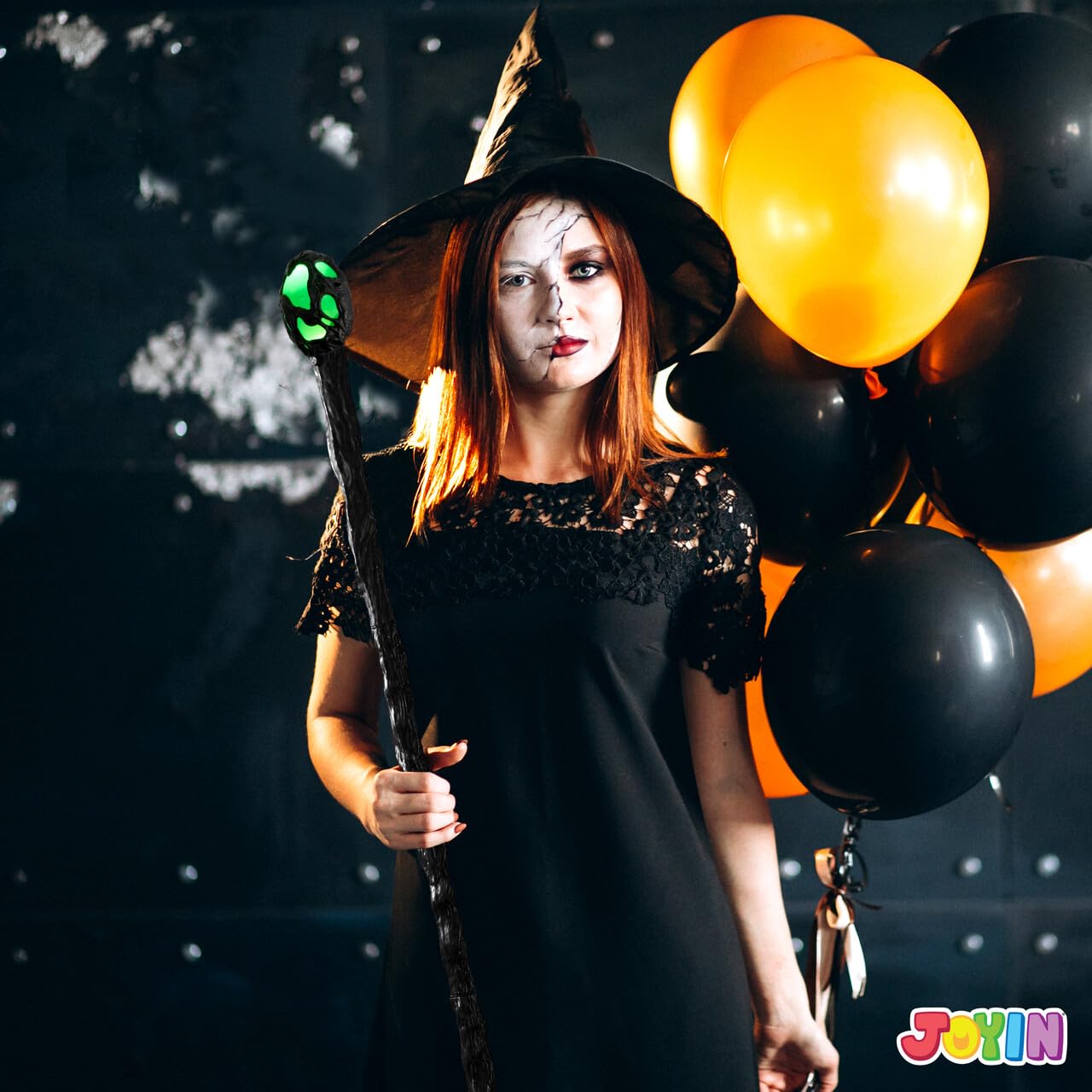 SYNCFUN Halloween Led Wizard Staff,Magic Walking Cane Prop Stick for Womens Witch Costume Accessories Adult Light Up Accessories Halloween Costume