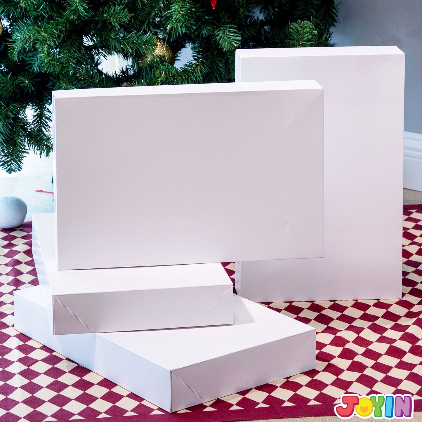 Joyfy 12 Pcs White Gift Boxes with Lids for Sweaters, Robes for Christmas, Holiday, Xmas, Father's Day, Birthdays Gift Wrapping, School Classrooms Party Favors Supplies