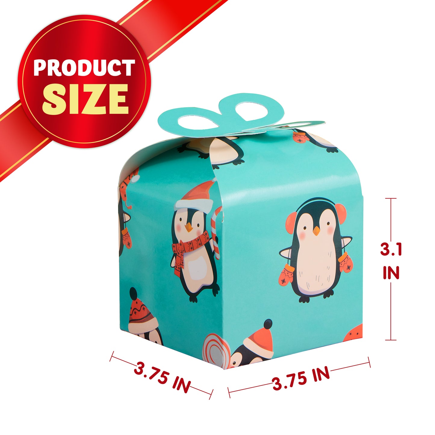 SYNCFUN 36 Pcs 3D Christmas Goodie Gift Boxes with Bow for Xmas Holiday Wedding Decoration Candy Cookie Boxes, Kids School Classrooms Party Favor Supplies