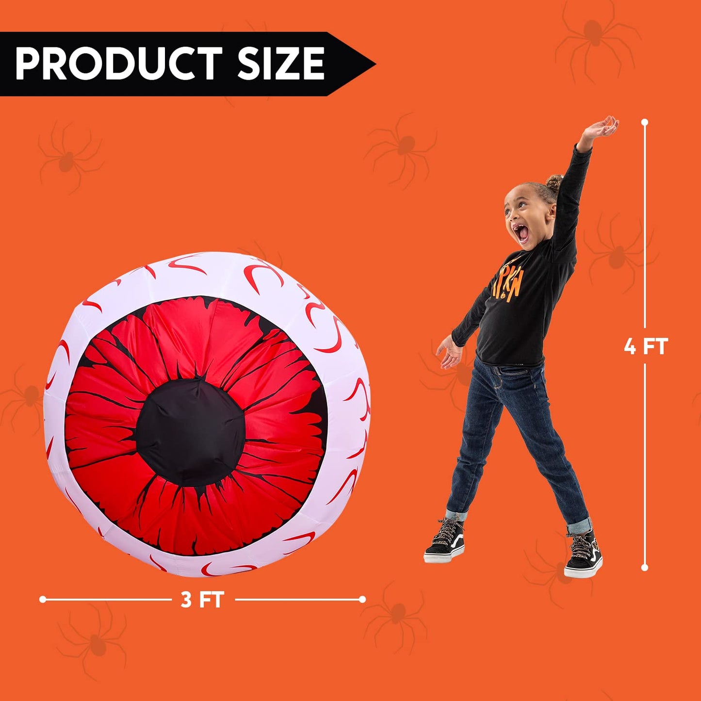 Syncfun 2 Pack Halloween Inflatable Huge Red Eyeballs with Build-in LEDs Halloween Blow up Yard Decorations,3 FT Diameter
