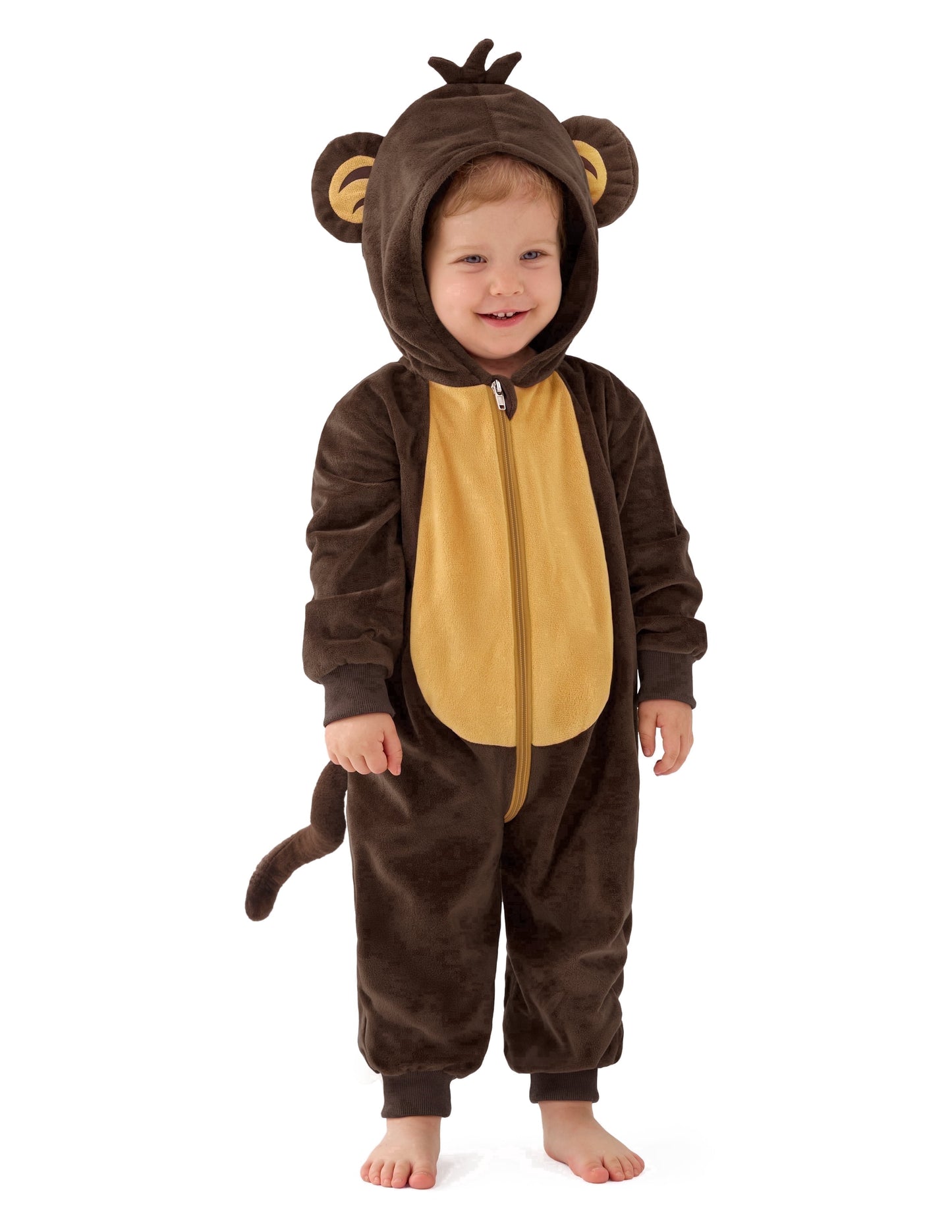 Joyfy Monkey Costume for Baby Toddler, Monkey Halloween Costume Jumpsuit Pajama for Party Dress Up, 18 24 Months