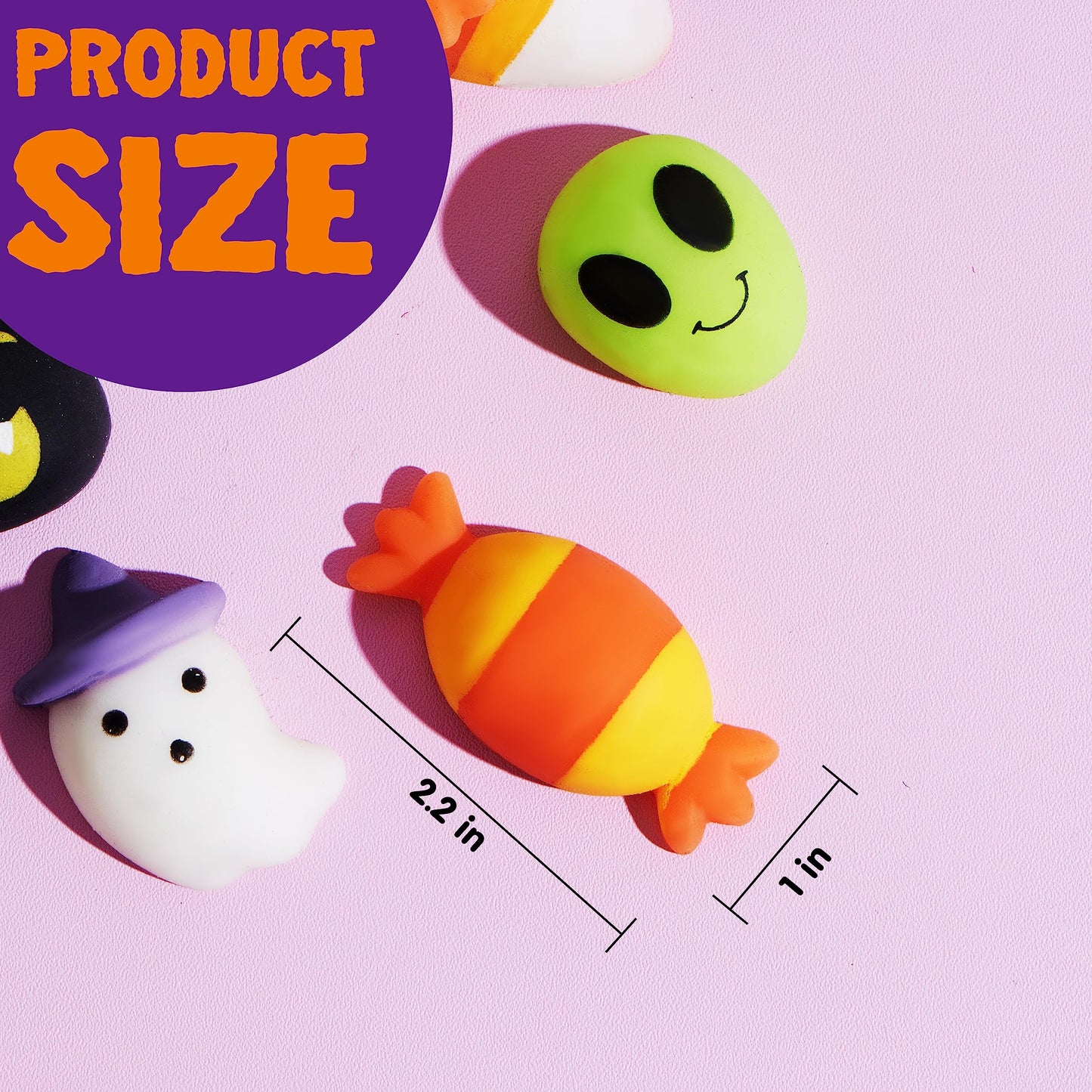 Joyfy 24 Pcs Halloween Mochi Squishy Toys,Squishy Toys for Kids,Halloween Classroom Favors Prizes Party Favors,Claw Machine Filler for Kids,Stress Relief Toys