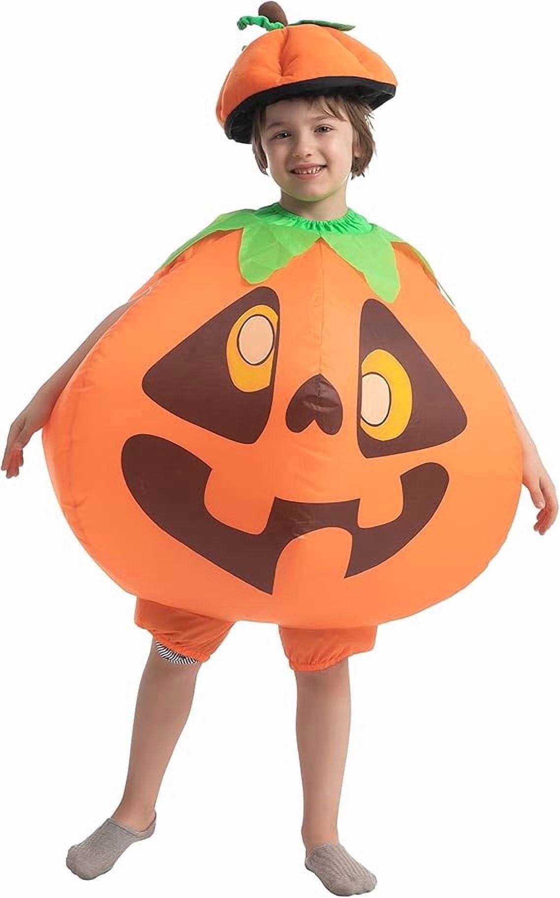 Joyfy Inflatable Halloween Costume for Child, Pumpkin Costume with Hat Inflatable Pumpkin for Dress Up Party