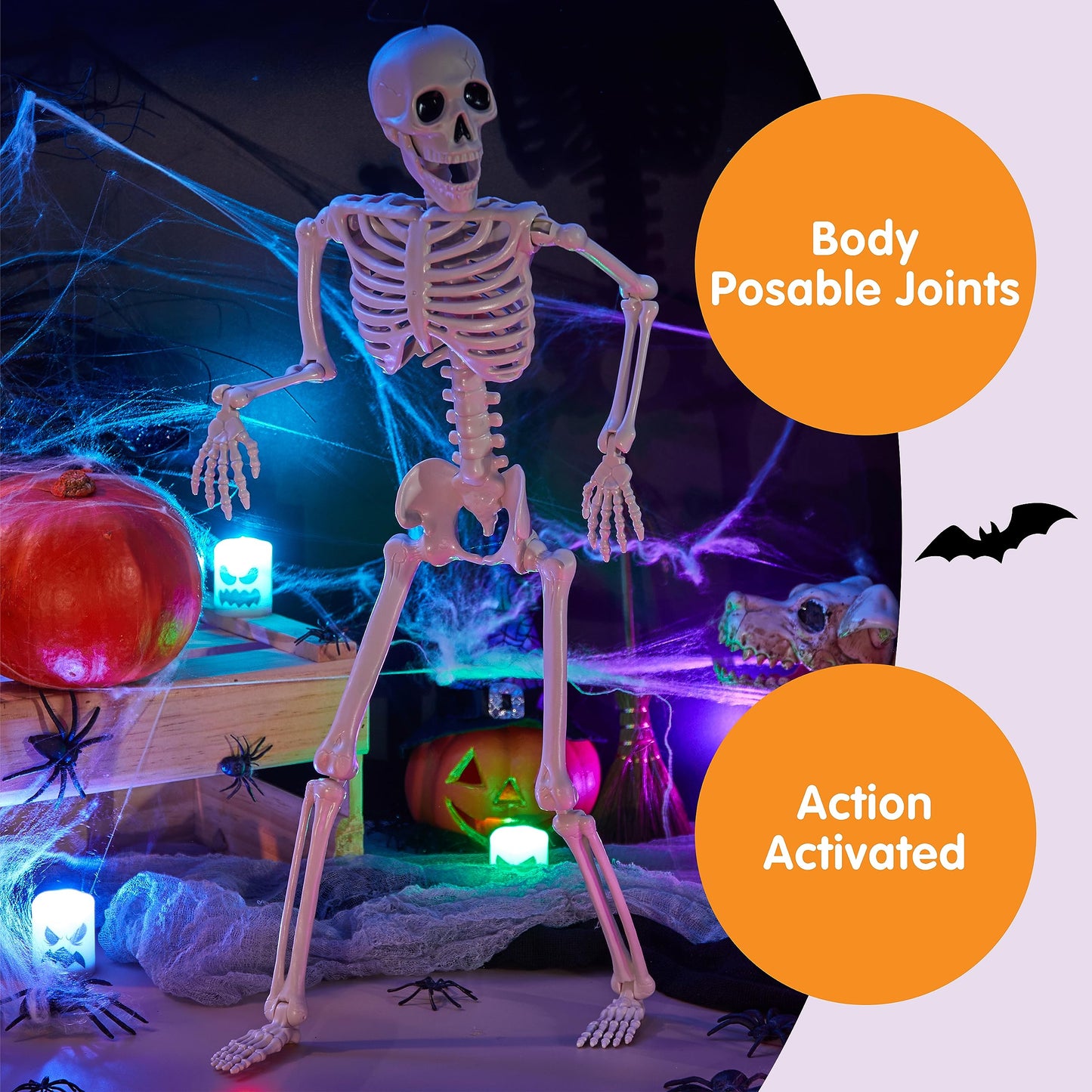 Joyfy 10 Pcs Skeleton Halloween Decorations,16 Inch Full Body Poseable Skeleton with Movable Joints for Halloween Indoor Outdoor Party,Graveyard,Haunted House Accessories