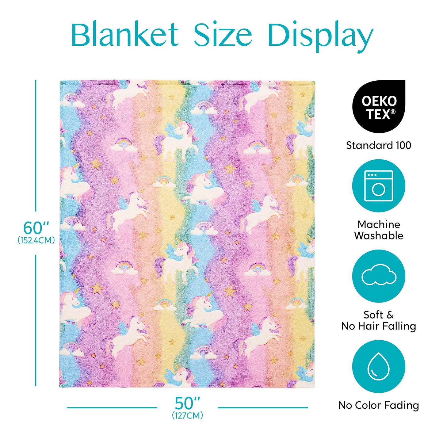 SYNCFUN 50"×60" Glow Blanket Gifts Toys for Girls Age 2 3 4 5 6 7 8 9 10 11 12 Year Old， Soft Cozy Birthday Bedroom Decor Gift