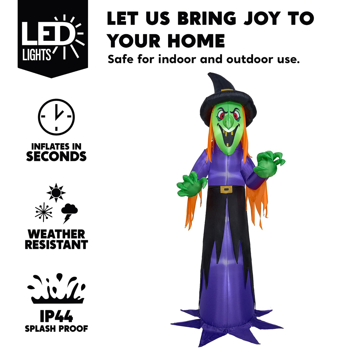 Syncfun 12 FT Halloween Inflatable Giant Witch Decoration with Built-in LEDs,Witch Halloween Decorations Outdoor Blow Up Yard Lawn Decoration