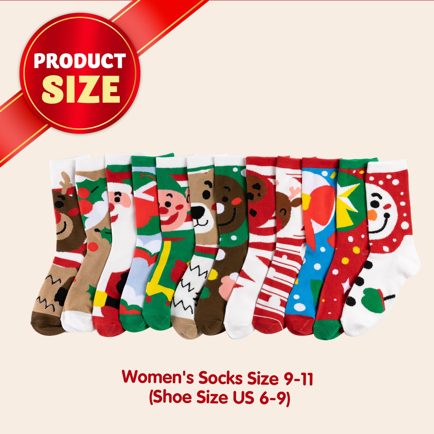 Joyfy 12 Pairs Christmas Socks for Women,Fuzzy Crazy Novelty Christmas Socks,Holiday Christmas Stocking Stuffers for Women,Christmas Gift