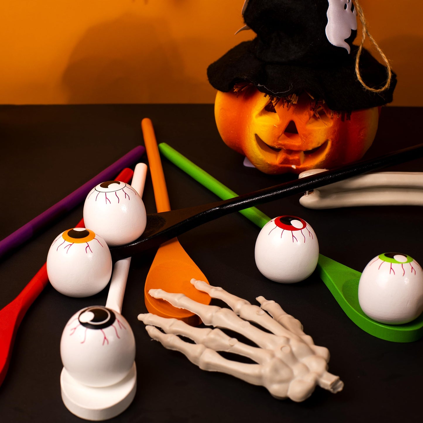 Joyfy 6 Packs Halloween Spoons Game Set,Eyeballs and Spoons Race Party Favors for Kids,Halloween Prizes,Halloween Activities for Kids