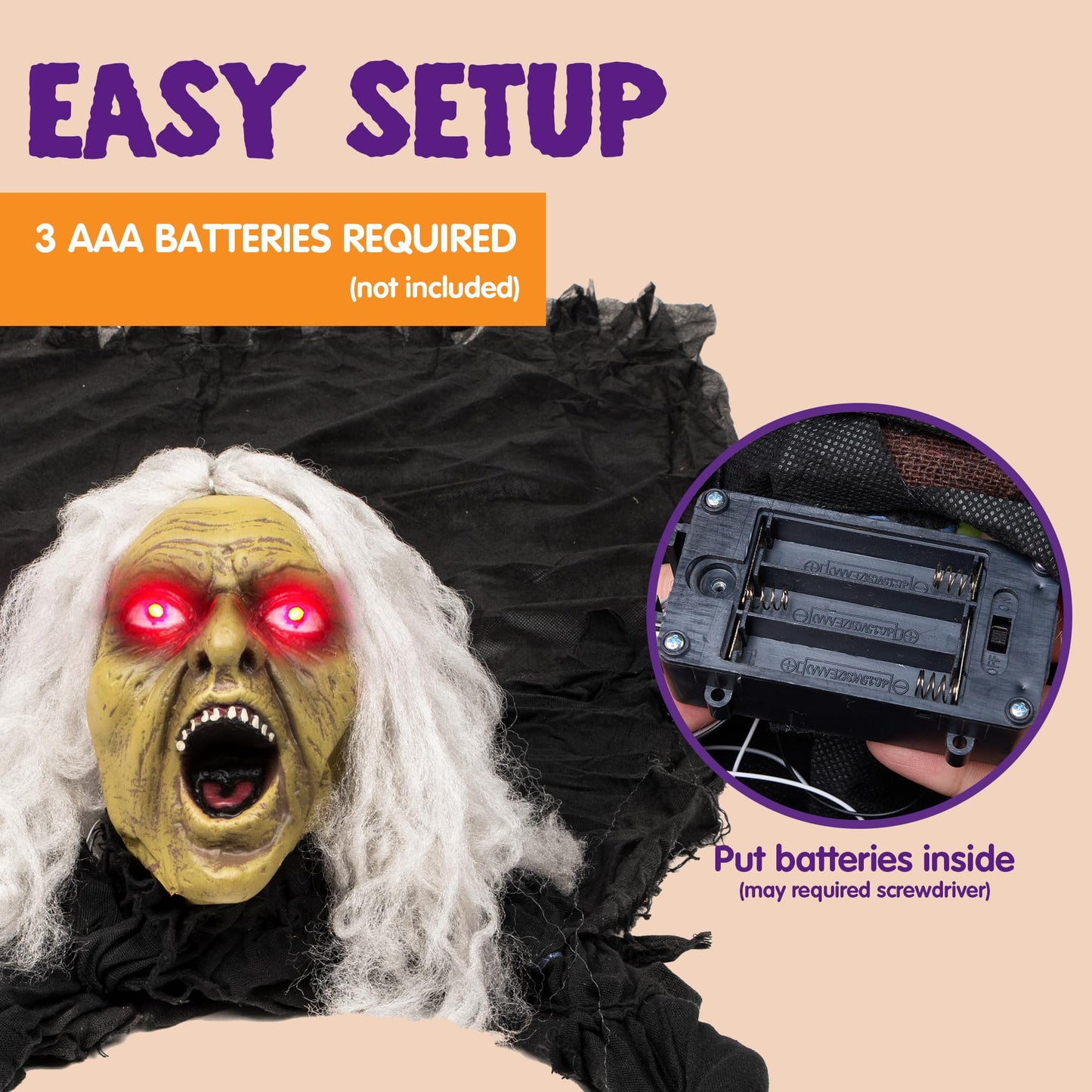 Joyfy Halloween Groundbreaker Halloween Decorations Zombie with Sound and Flashing Eyes,Outdoor Scary Halloween Yard Decorations,Haunted House Decorations