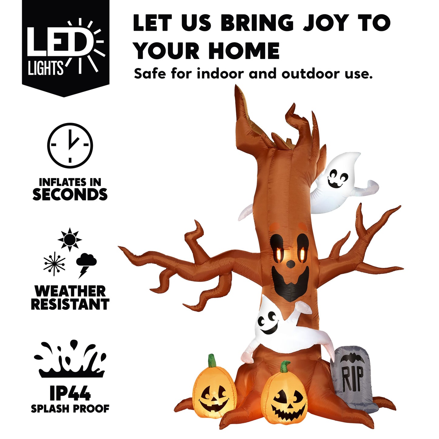 JOYIN 8 FT Halloween Inflatable Scary Tree,Halloween Tree with Ghost and Build-in LEDs Blow up Yard Decorations,Halloween Inflatables Outdoor Decorations