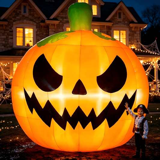 Joyfy 10 Ft Tall Halloween Inflatables Pumpkin,Giant Pumpki Blow Up Decor with Built-in LED Lights,Outdoor Decorations for Yard,Lawn,Garden
