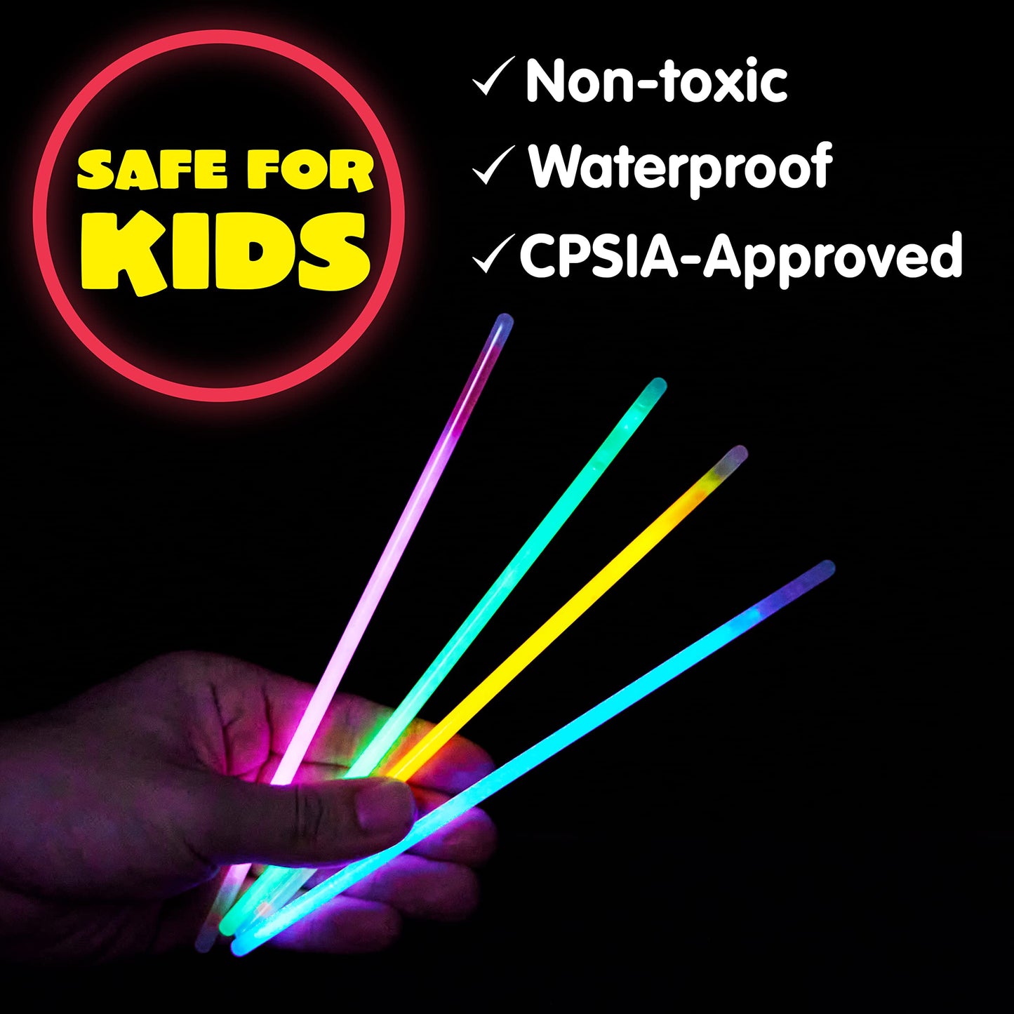 Syncfun 144 Pcs Glow Sticks Bulk 8" Bracelets Necklaces, Glow in the Dark Neon, Easter Party Supplies Pack