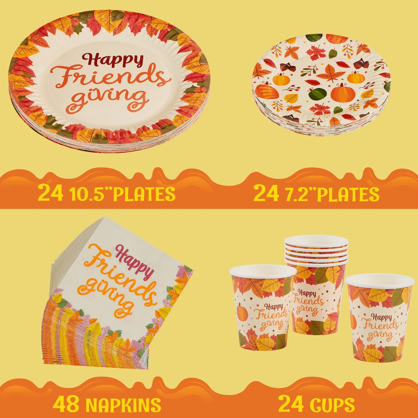 SYNCFUN 120 Pcs Thanksgiving Disposable Paper Plates and Napkins, Perfect for Thanksgiving Party Decorations